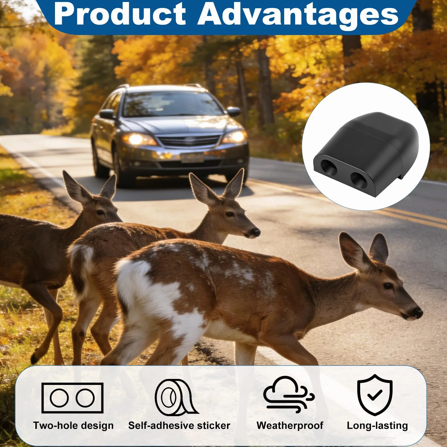 Ahuyentador de Animales para Coche, Silbato Ultrasónico de Caza, Repelente para Coches y Motos, 6 Piezas