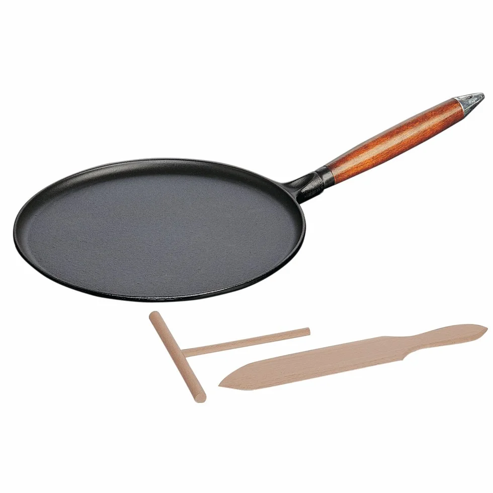 STAUB 1212823 - Sartén de Hierro Fundido para Crepes (28 cm), con Mango de Madera