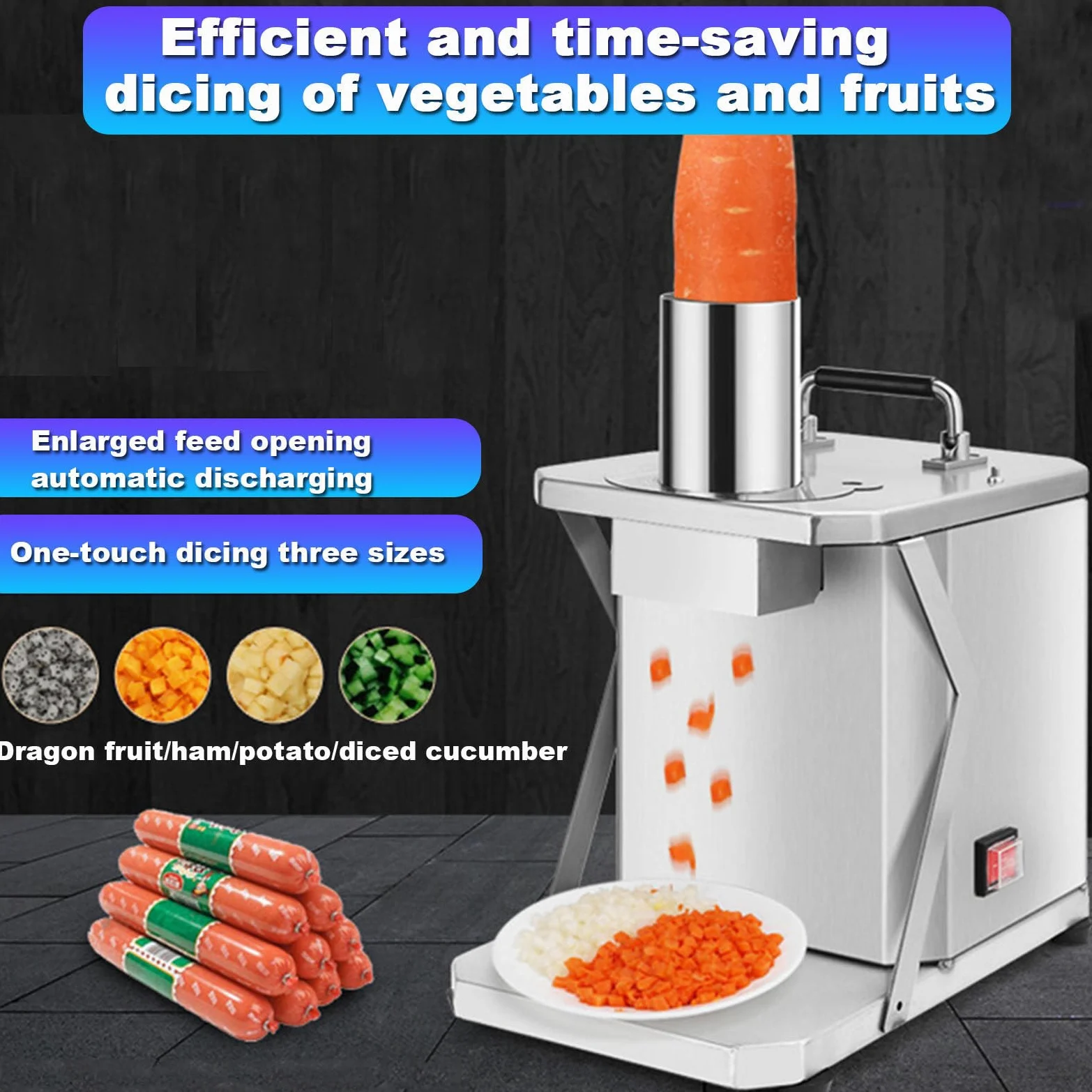 Cortador eléctrico de frutas y verduras, cortador de verduras desmontable para uso en la cocina del hogar, cortador de frutas eléctrico para restaurantes comerciales, cocina, z,15 mm