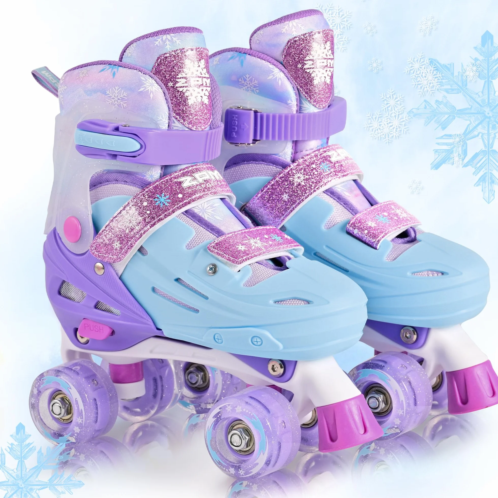 2PM SPORTS Patines de 4 Ruedas Rosa Violeta Niñas Ajustables para Niños Principiantes Interior Exterior
