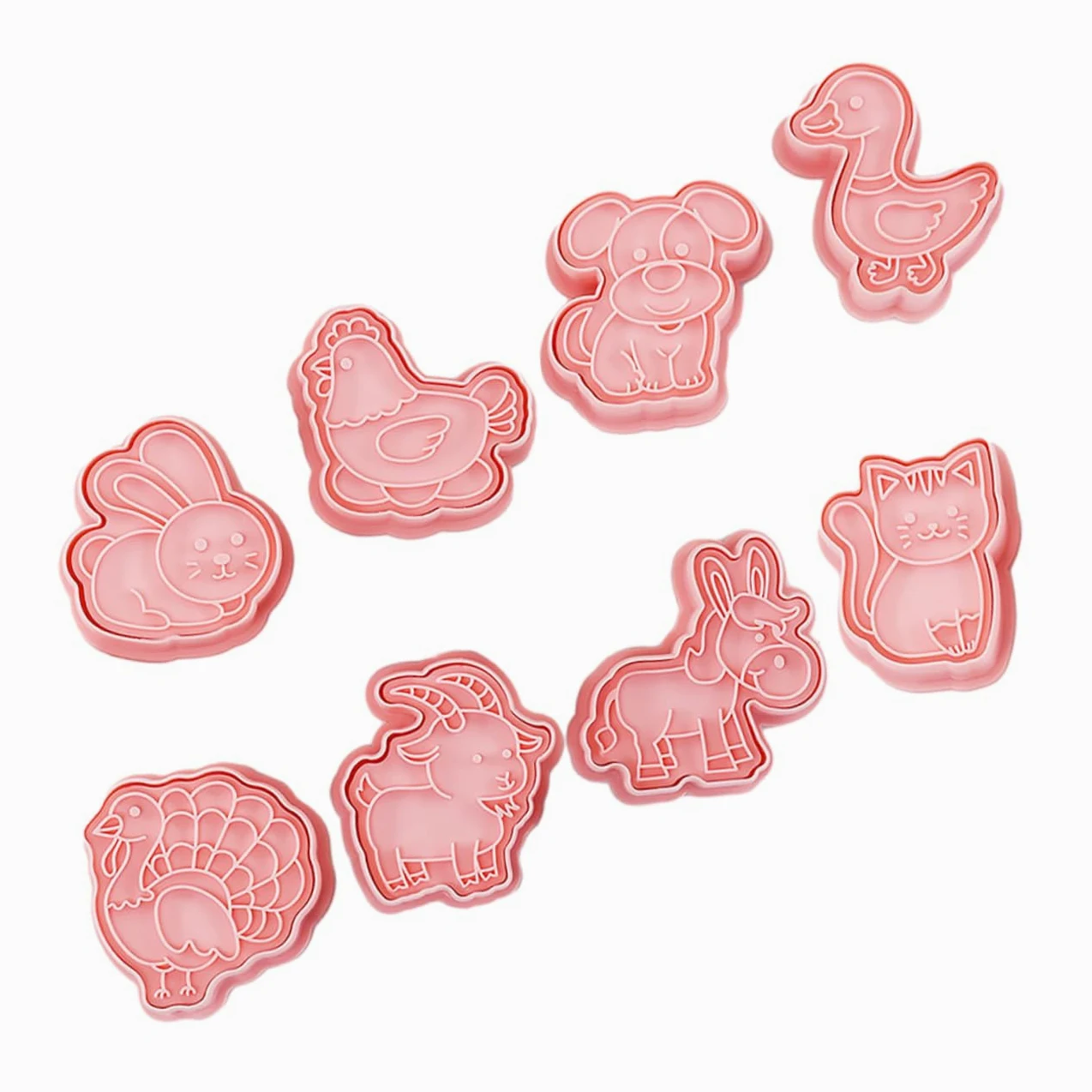 Cabilock 5juegos Cortadores De Galletas De Animales De Plástico Reutilizables Para Hornear Set De Moldes De Biscuit Para Repostería y Infantiles y