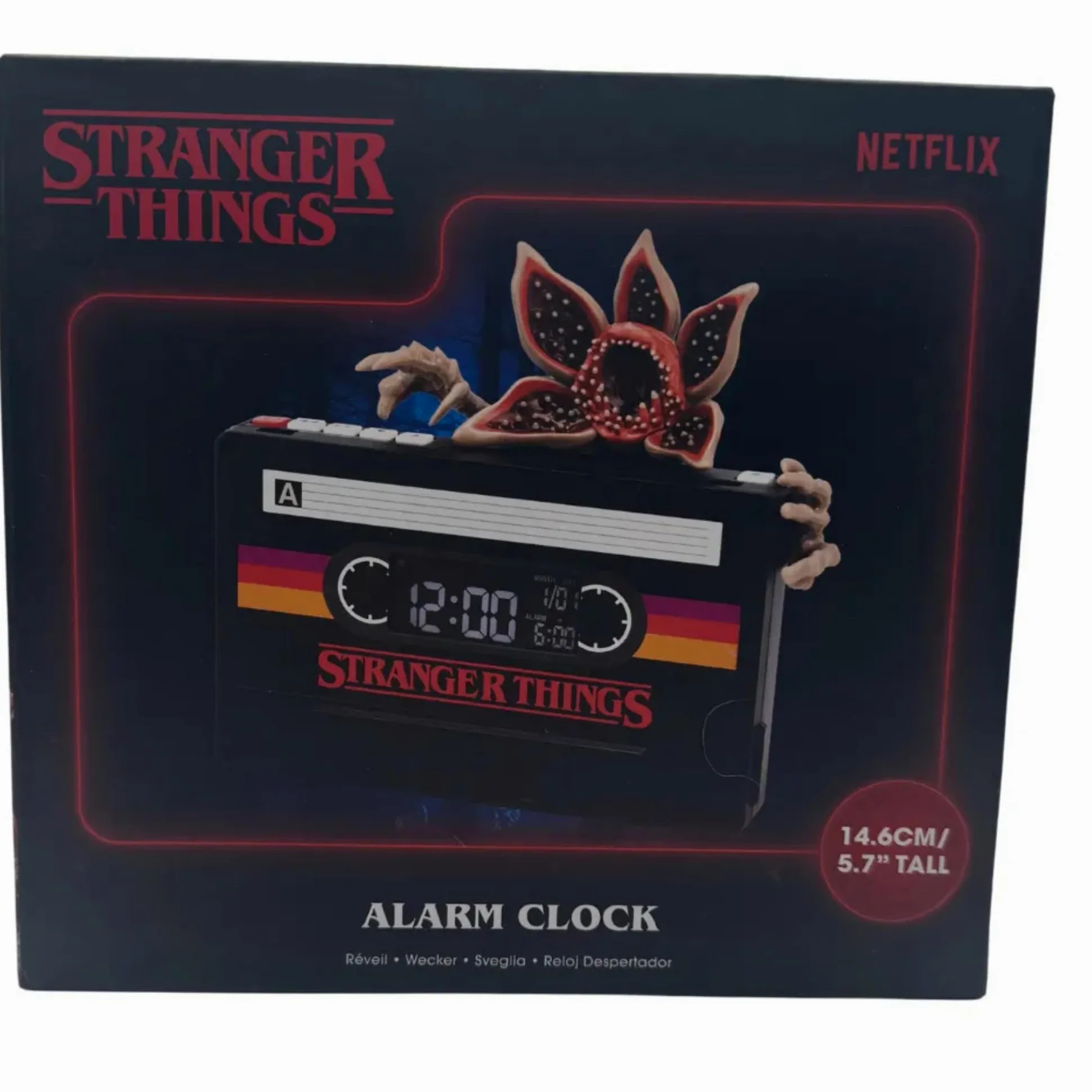 Stranger Things Reloj Despertador Caja Lámpara Original Negro