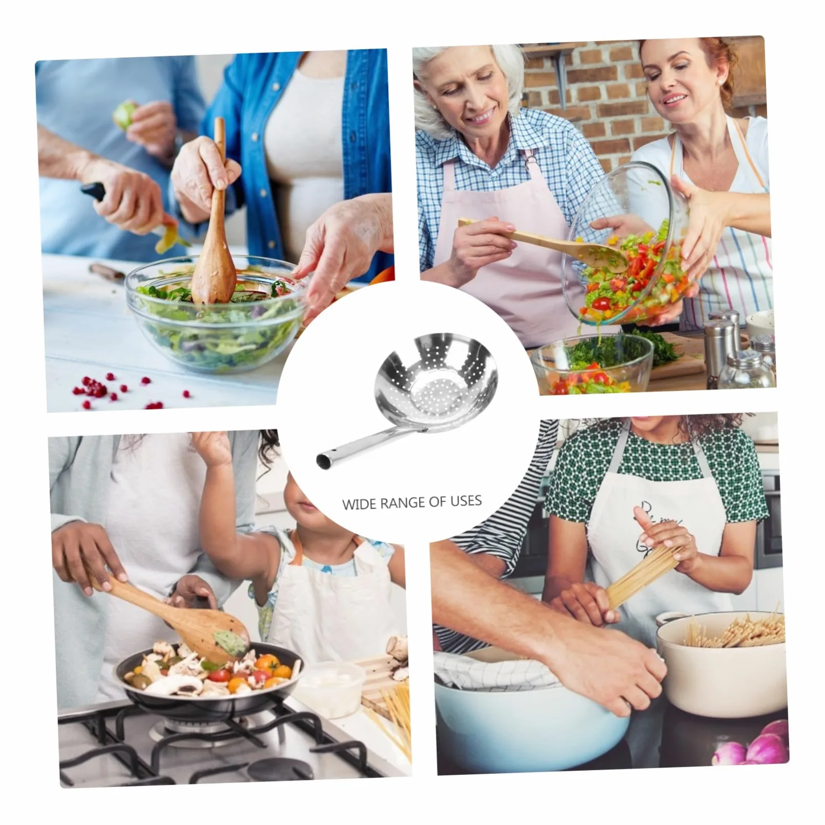 Colador de Acero Inoxidable para Cocina Herramienta Multifuncional Resistente al Calor para Escurrir Pasta Frituras y Verduras Utensilio Práctico para Uso Doméstico