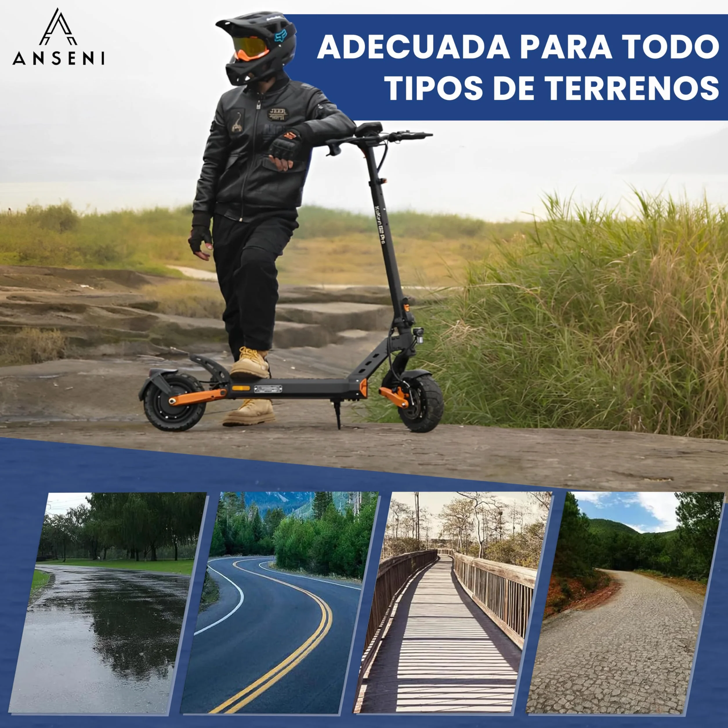 ANSENI Rueda Tubeless 9x3.0-5.5 Cubierta 9 Pulgadas Offroad Neumático Sin Cámara para Patinete Eléctrico Kukirin G2 Pro