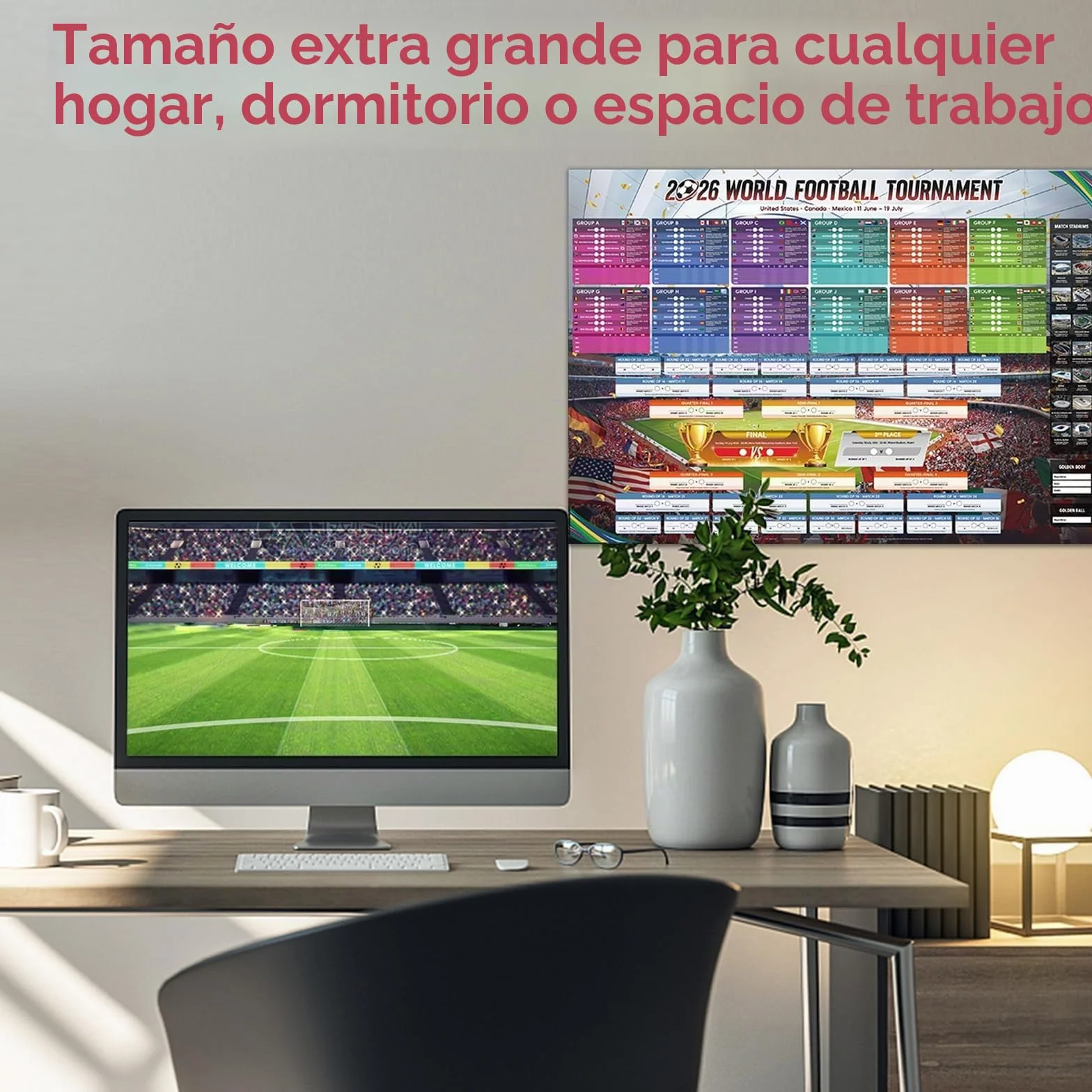 AhfuLife Poster Calendario Copa Mundial 2026 100x70cm Impermeable