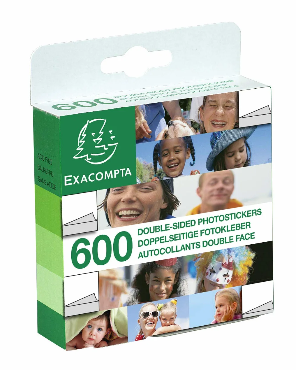 Exacompta Recambios Pack de 600 Pegatinas Autoadhesivas de doblecara para Fotos, Color Blanco