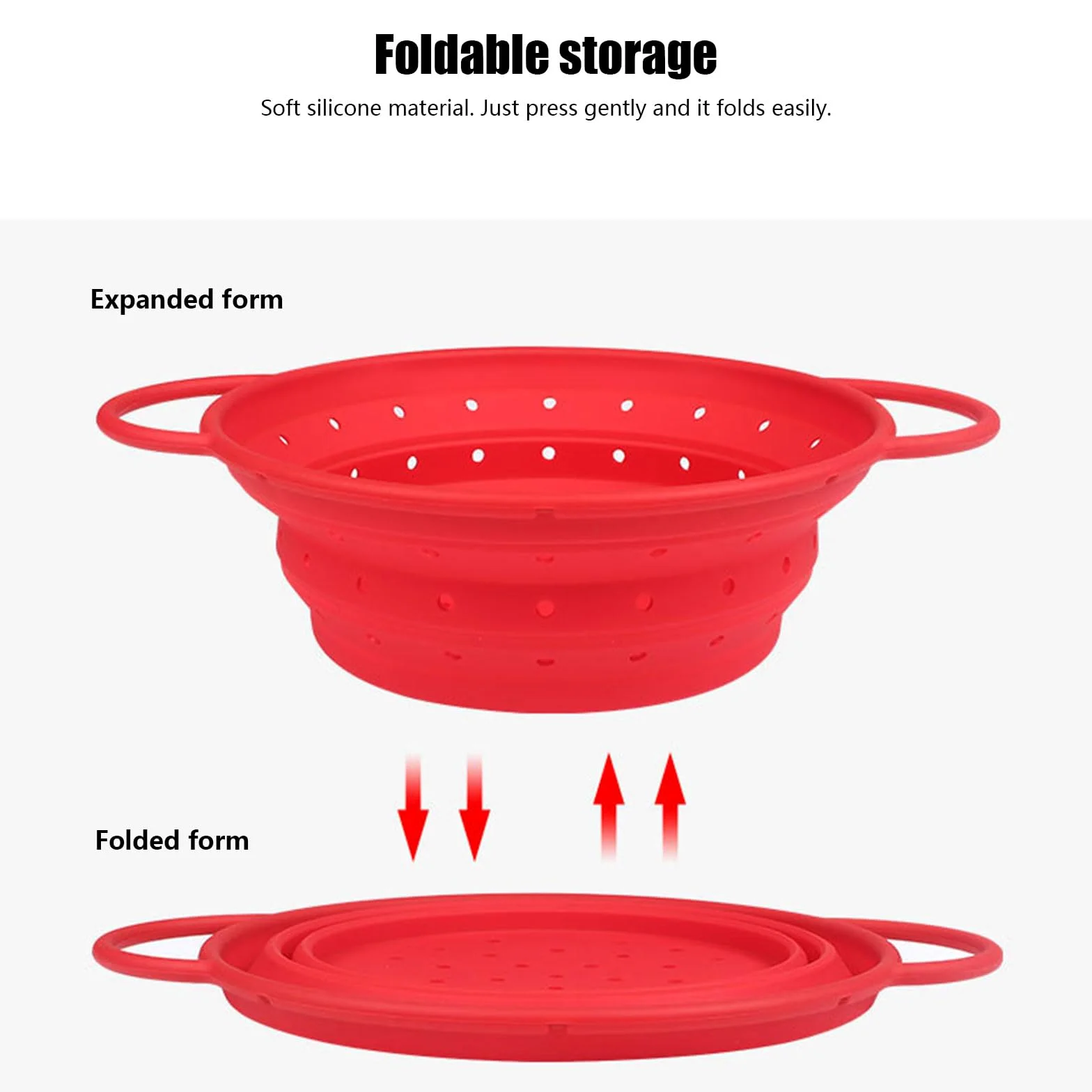 3 coladores plegables de silicona de grado alimenticio, seguros para uso en la cocina, para un fácil almacenamiento, colador de camping