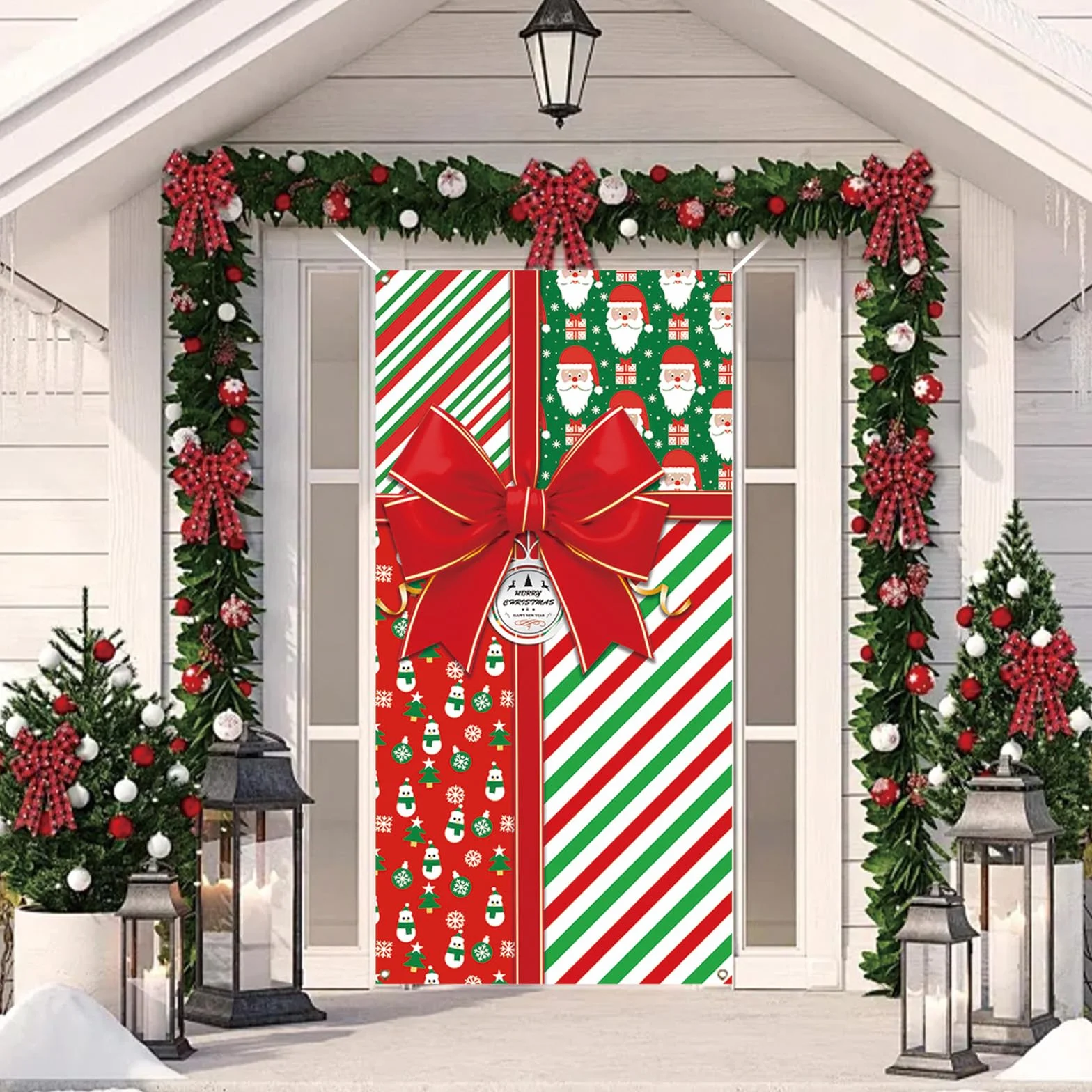 Decoracion Puerta Navidad 90 x 180 cm, Cubierta de Puerta Arco Navideños, Cortina Puerta Banner Navidad para Invierno Fiesta Decoracion Hogar Casa