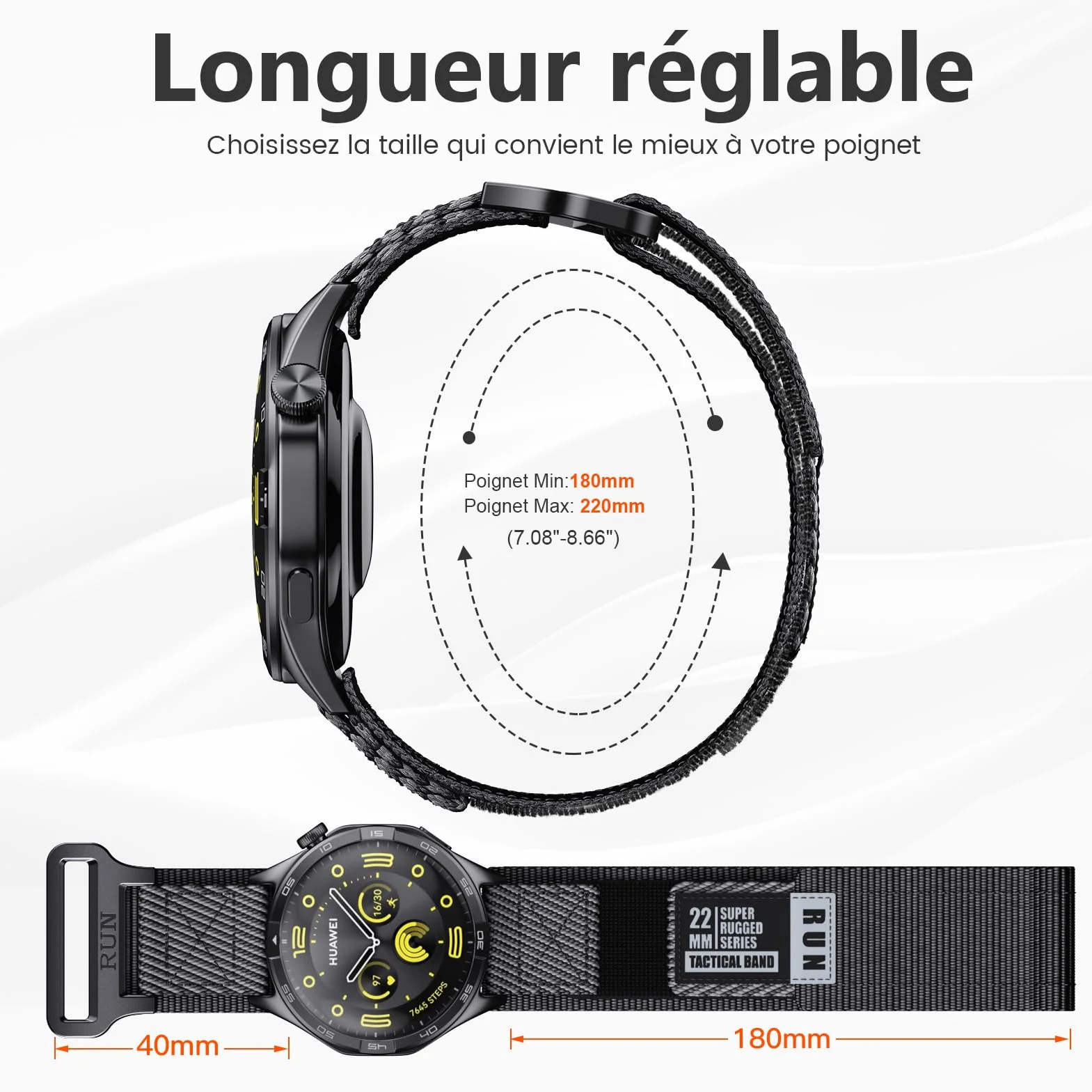 NotoCity Correa Nylon 22mm para Huawei Watch GT2/3/4/5/Pro 46mm GT Runner Samsung Galaxy Watch 3 45mm Gear S3 Classic