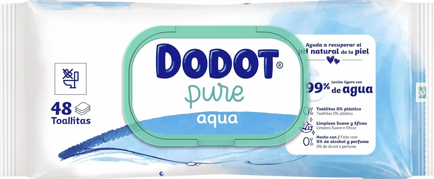 Dodot Toallitas Pure Aqua Para Bebé, 864 Unidades, 99% Agua, Sin Plástico