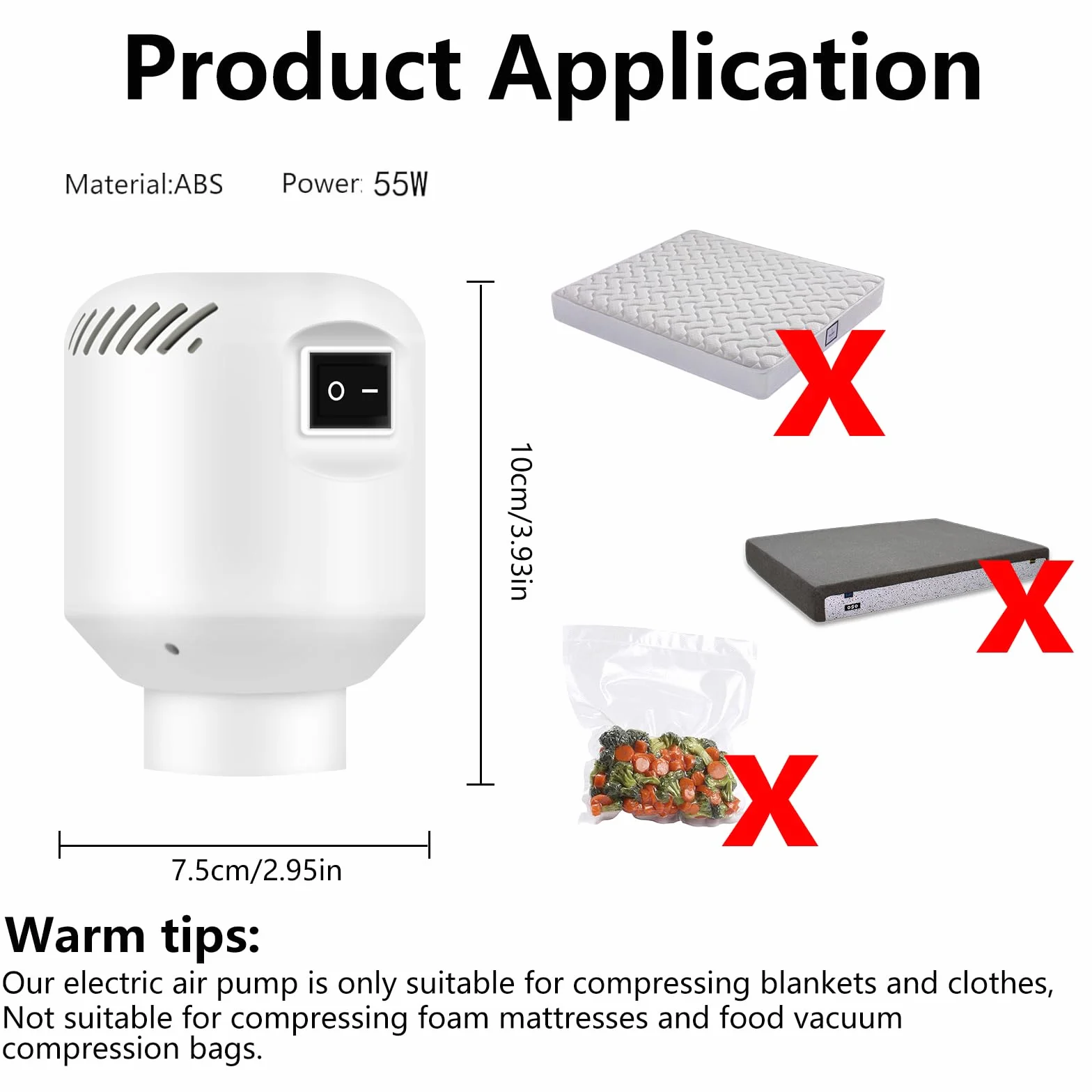 Bomba de aire eléctrica 220V 55W 460L/Min para bolsa de compresión de vacío