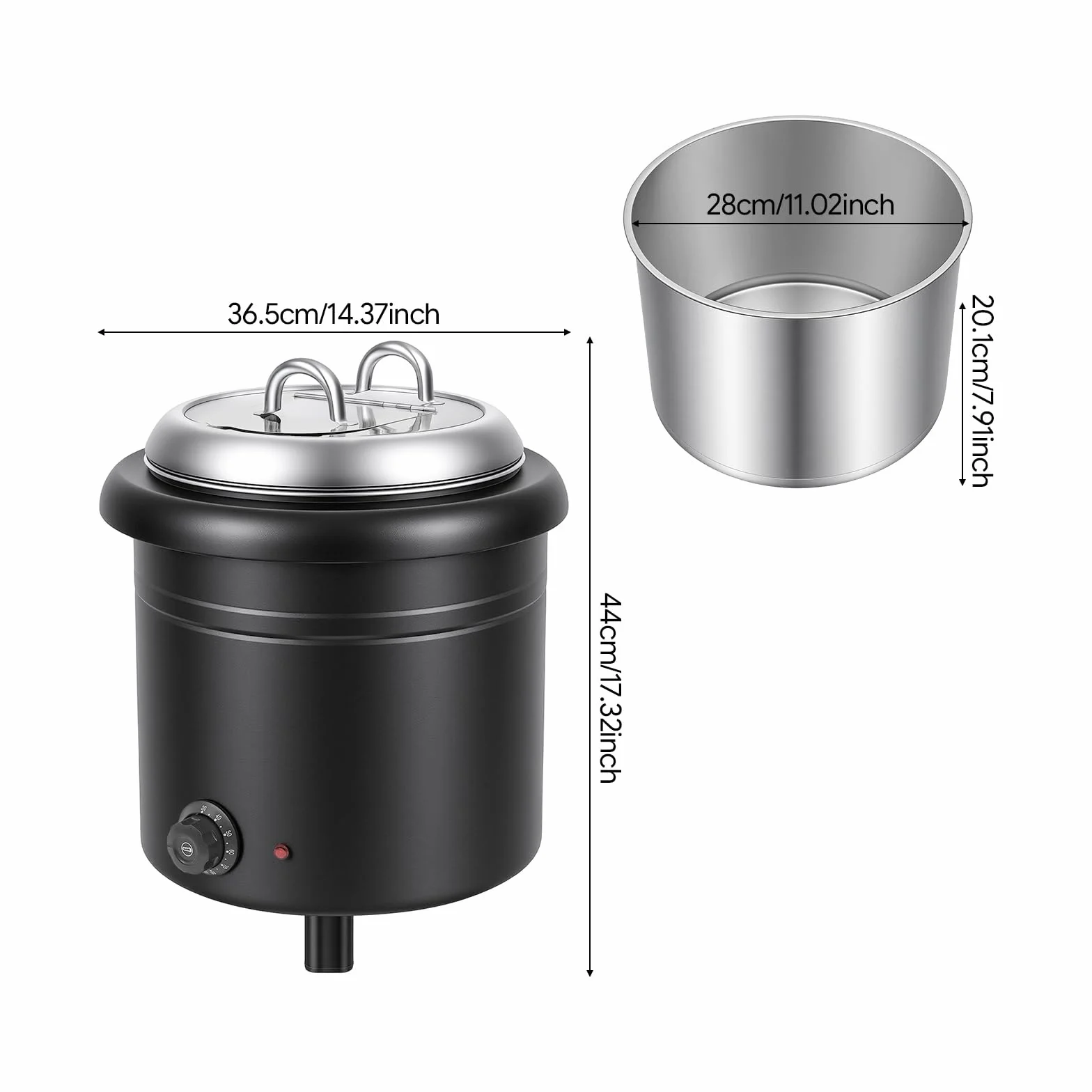 Multicooker eléctrica, 12 L, calentador de sopa, olla caliente eléctrica portátil, hervidor de sopa de 400 W, para calentar estofados, quesos, hervidas incluso bebidas calientes