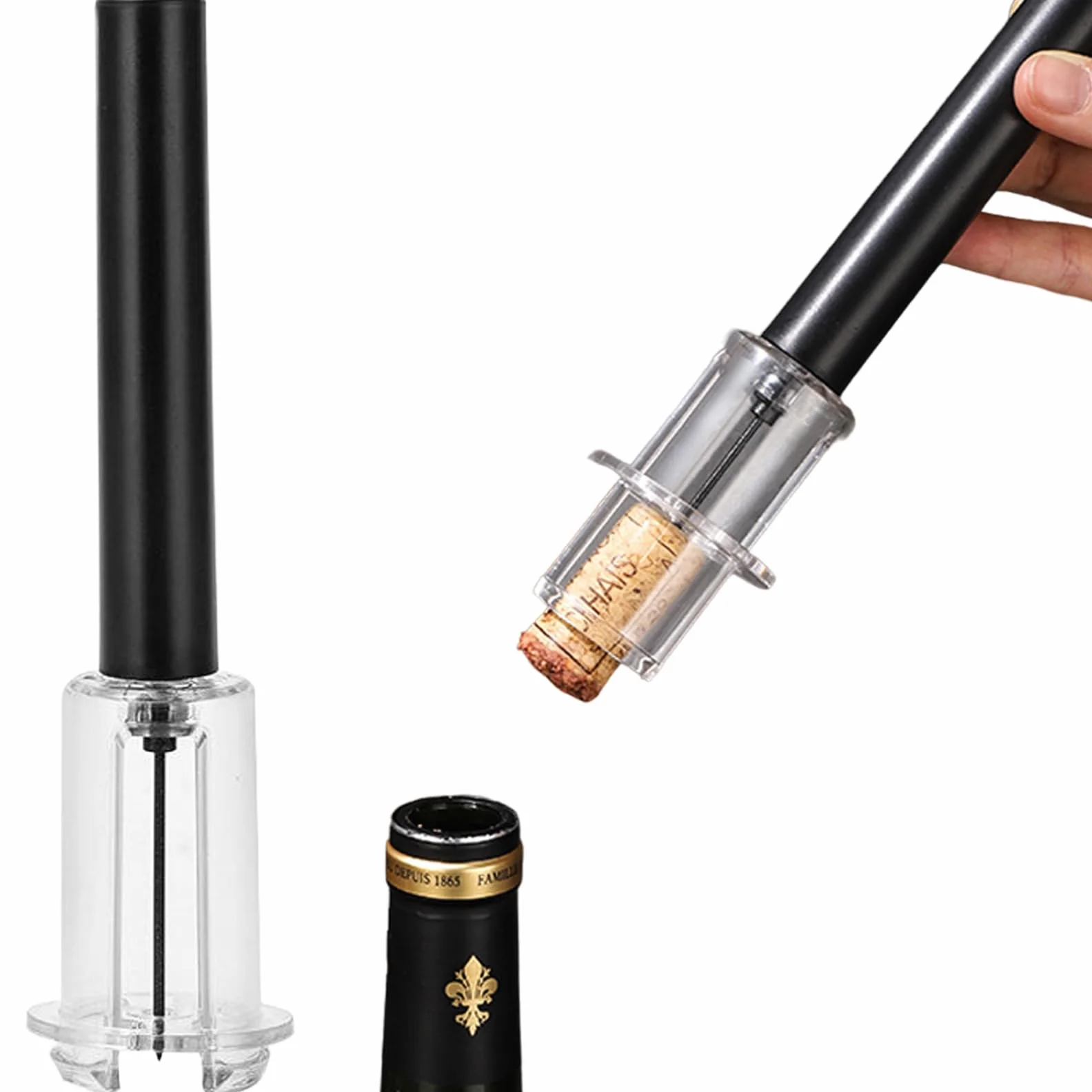 Abridor de Botellas de Vino, Bomba autocentrante para abridor de Vino, Manual de presión de Aire fácil de Usar para Corcho Rojo
