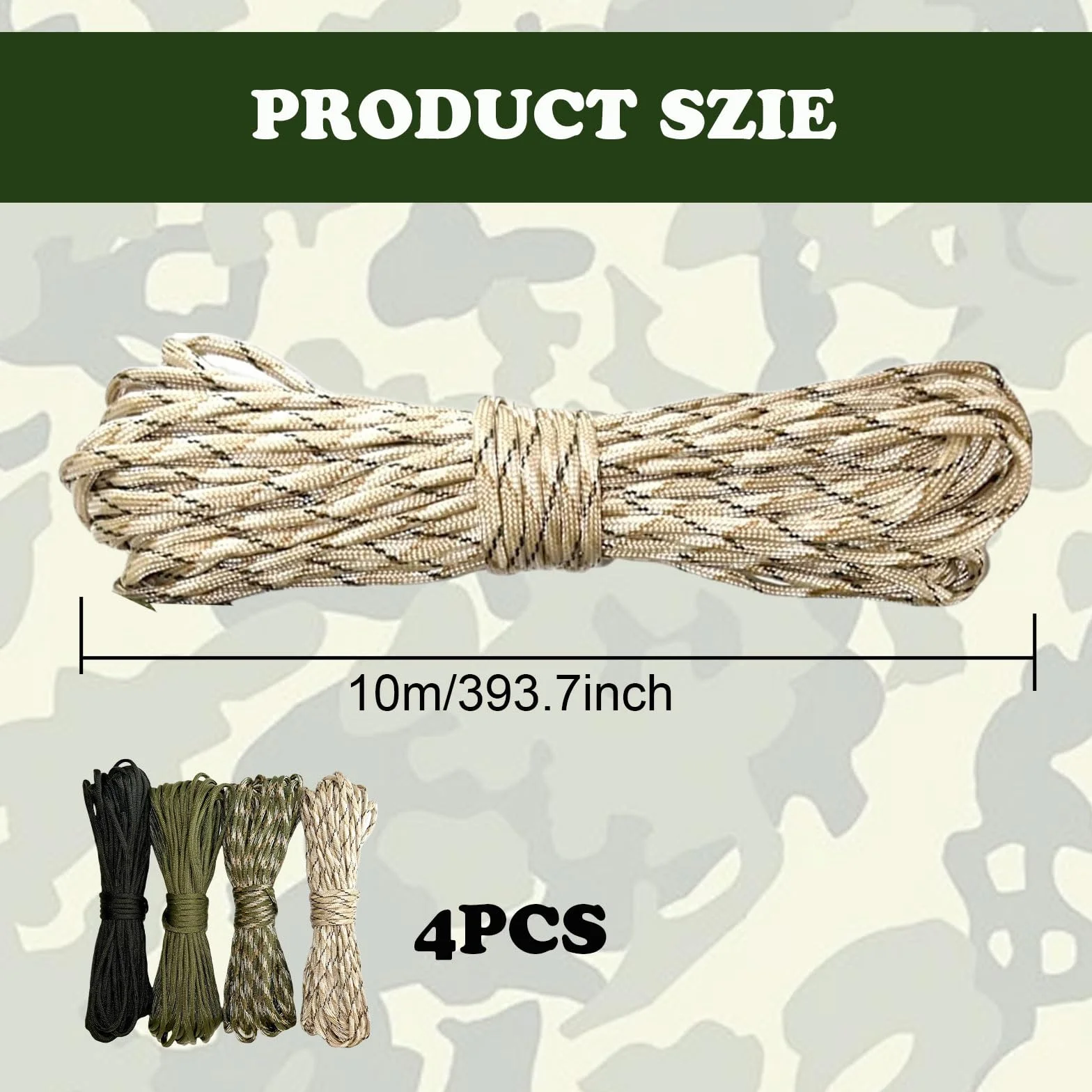 Paracord 4 mm 40 m Cuerda de Nailon 250 kg Camping Supervivencia