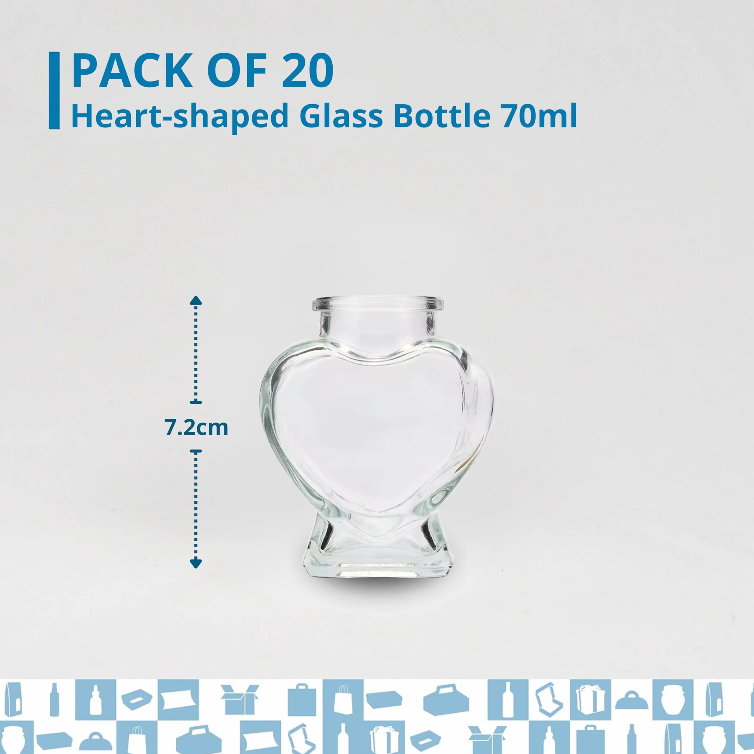 Espirito Rebelde 20 Frascos Mágicos en Forma de Corazón de 70 ml con Tapón de Corcho | Frascos de Cristal para Bodas, Bautizos, Comuniones, Regalos y Decoración de Eventos