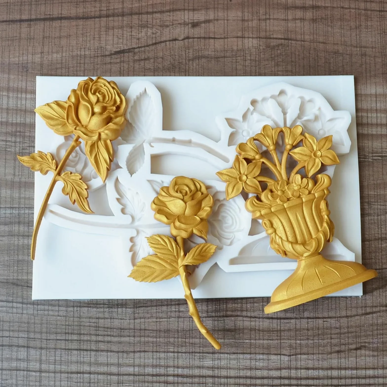 Molde de silicona para hacer fondant, 19,5 x 13 x 1,3 cm, molde de silicona para tartas, herramientas de decoración para hornear rosas, suministros hechos a mano para hacer flores, moldes para fondant