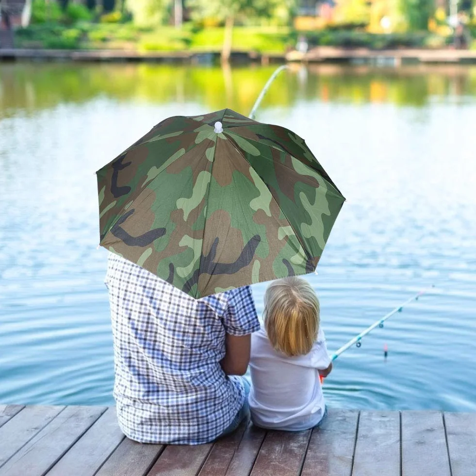 Fdit Sombrero Paraguas Camuflaje Pesca Sol Niños Adultos Actividades al Aire Libre Senderismo Camping