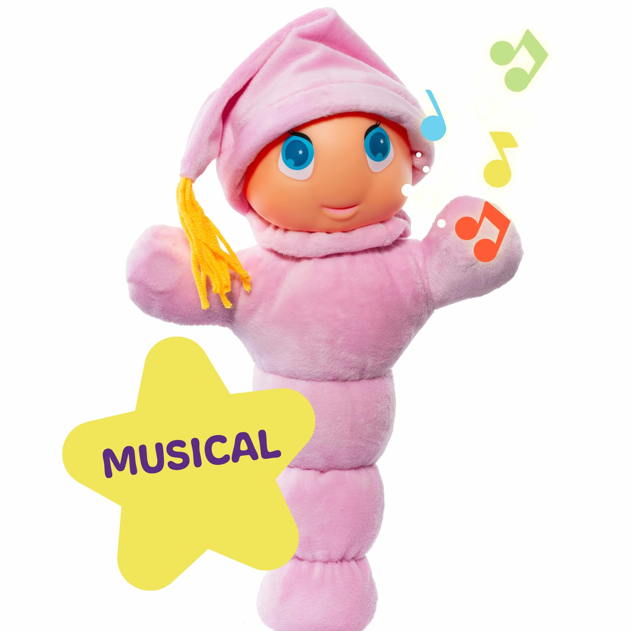 Gusy Luz Arcoiris Rosa Muñeco Clásico para Dormir con Nanas y Modo Día y Noche Juguete Bebé 0 Meses