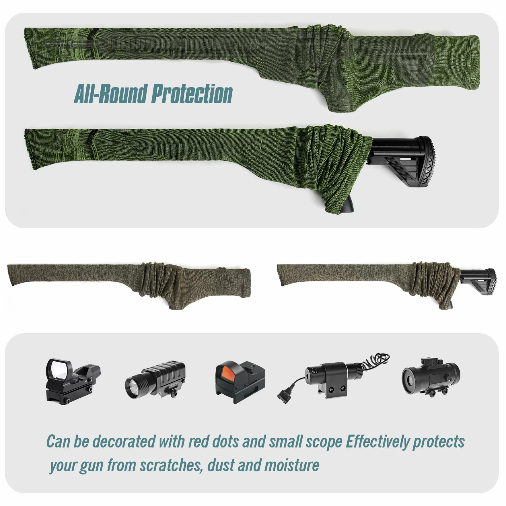 VicBre Funda de Punto para Rifles Escopetas de Pistola de Silicona tratada 137 x 10 cm antióxido