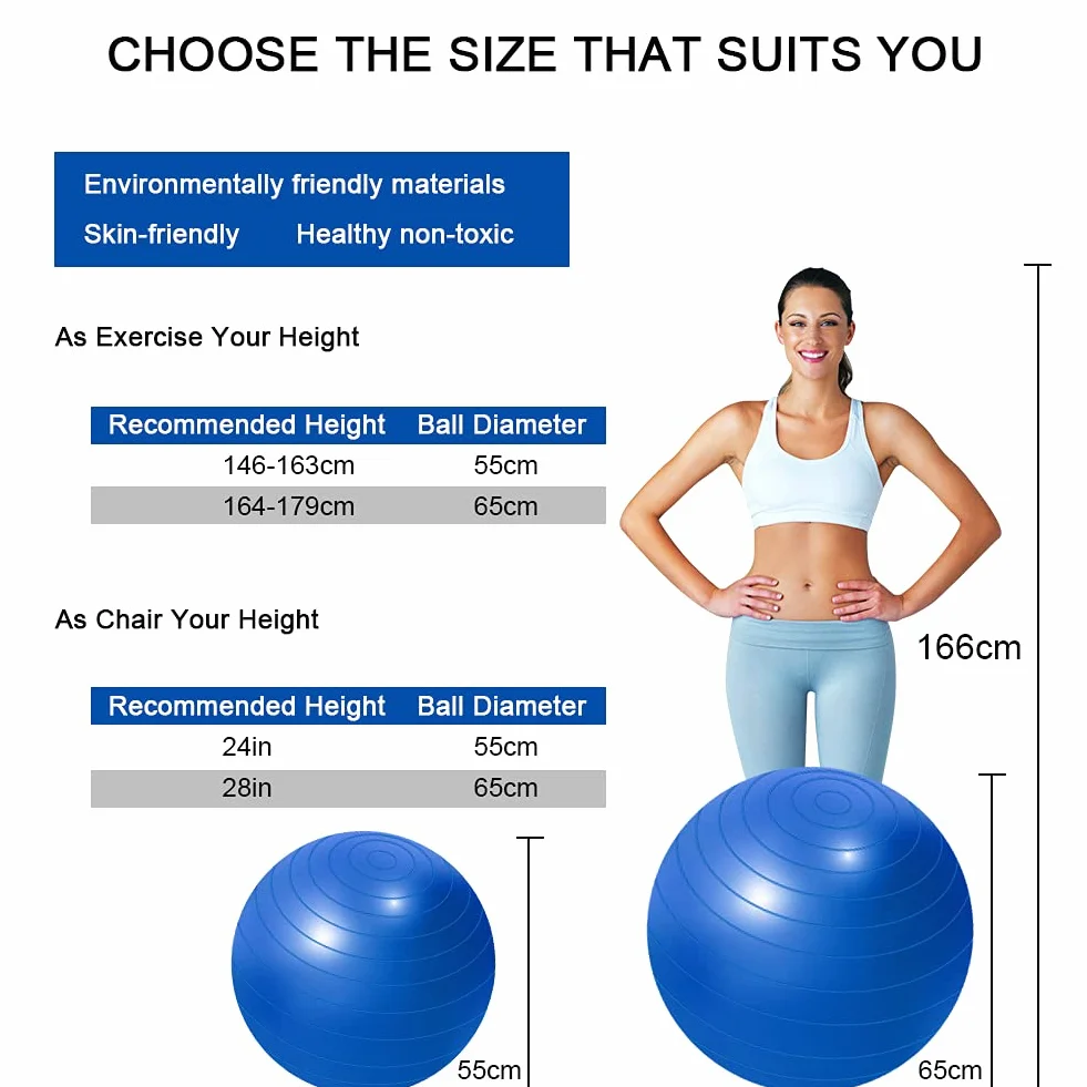 Flintronic Pelota de Pilates 55cm 65cm 75cm 85cm Fitness Ejercicio Equilibrio Entrenamiento