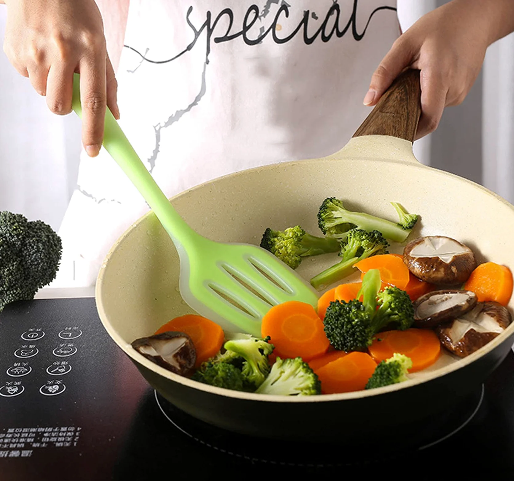 Efficient Espátula de Cocina Antiadherente Espatula Cocina de Perforada Espátula de Silicona Ranurado Resistente Al Calor, Sin TóXico EspáTula De Silicona De Grado Alimenticio Para Cualquier Comida