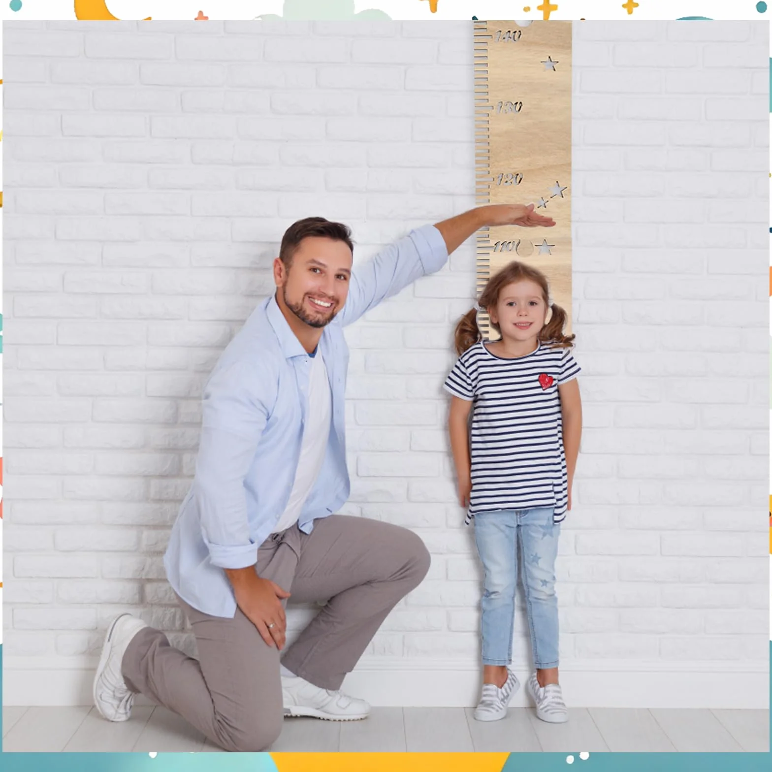 Tabla de Altura Madera para Niños Plegables - Gráfico de Crecimiento Infantil Decoración Pared