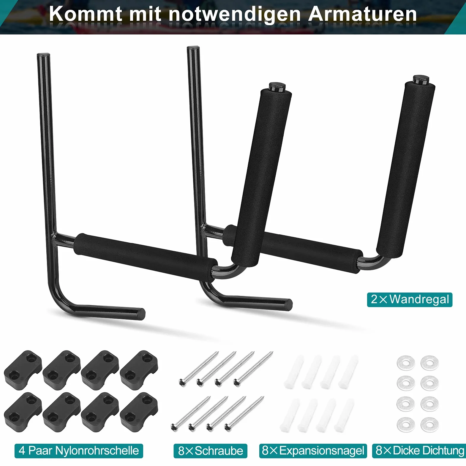 Estante para Kayak Portador de Canoa Soporte de Pared de Almacenamiento con Accesorios