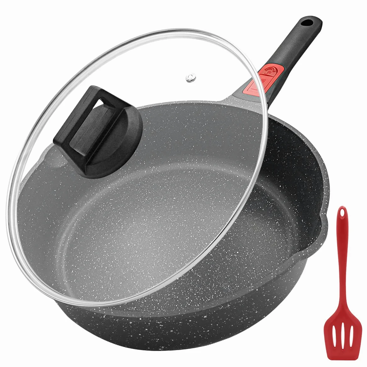 Sartén 28 cm de Antiadherente, aluminio fundido con antiadherente con asa extraíble, sartén adecuada Con tapa, Apta para Todo Tipo de Cocina. | Sartén de 7,5 cm de altura interior con mango extraíble, apta para todo tipo de fuegos
