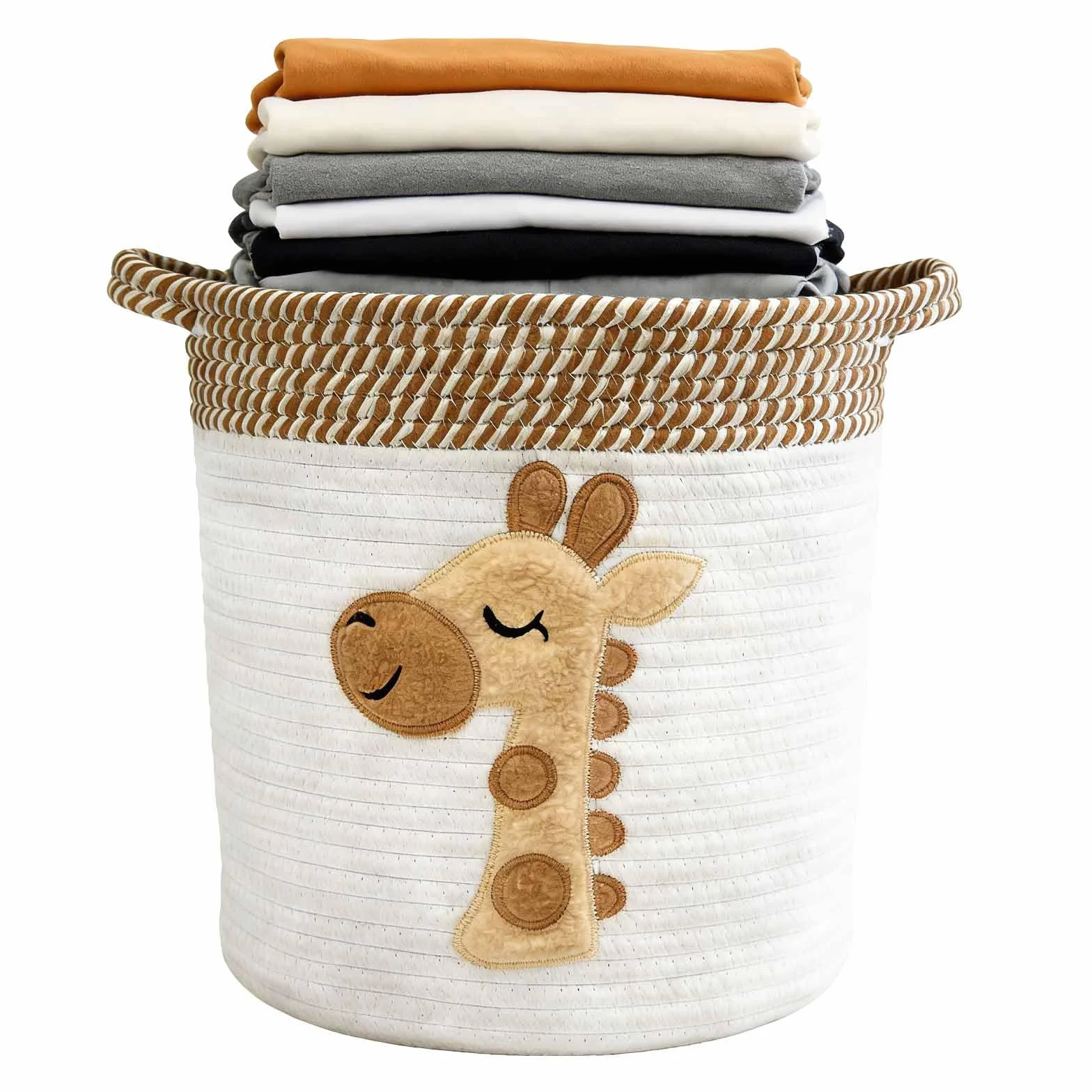 Cesta Almacenaje Algodón Jirafa 30x30cm Organizador Bebe Ropa Sucia Infantil