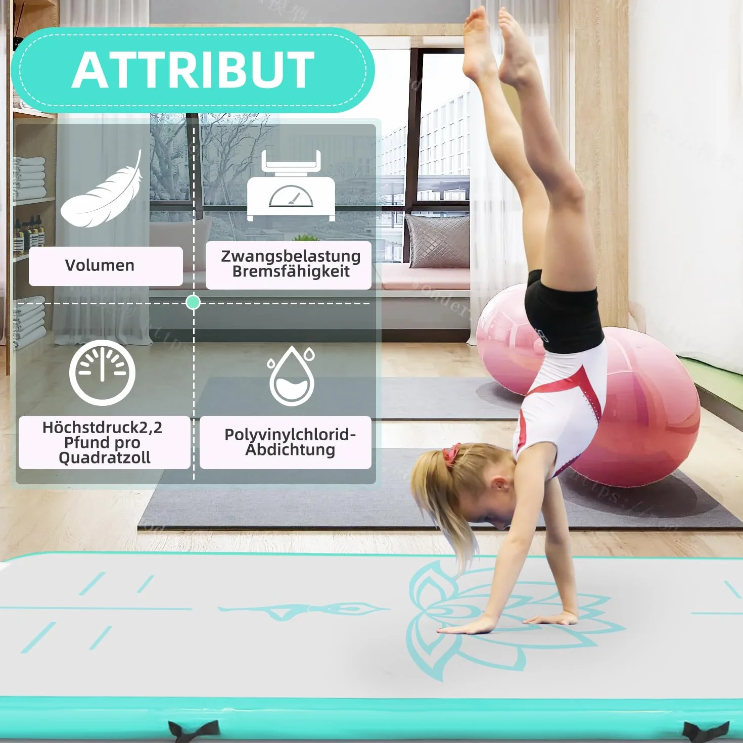 Triclicks Esterilla inflable de gimnasia 3M, 10 cm de grosor, con bomba de aire eléctrica