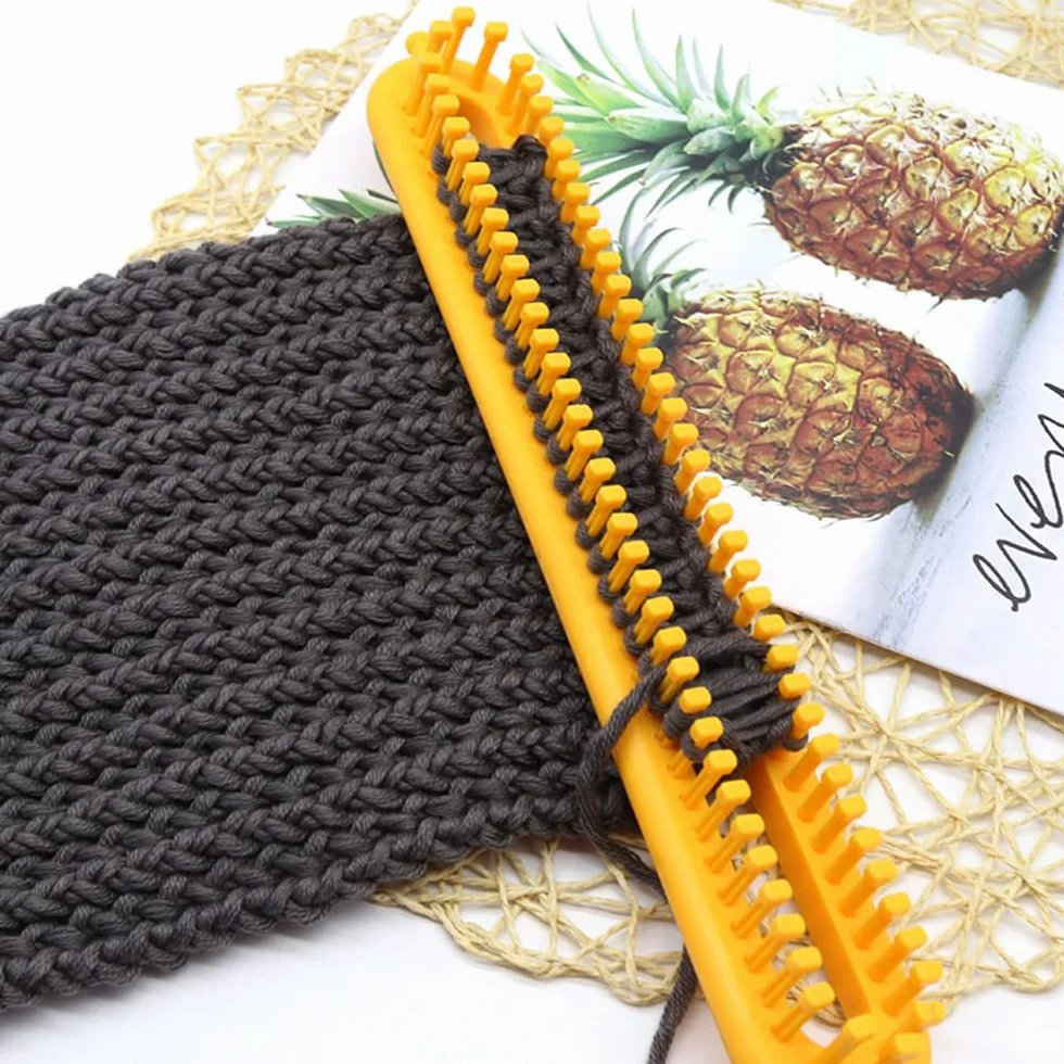 kiptyg Telares de Tejer, Telares para tejer bufandas, Telares Conjunto, con agujas de tejer y agujas de crochet, duraderas, adecuadas para tejer bufandas y sombreros (amarillo, 36cm, 1 juego)