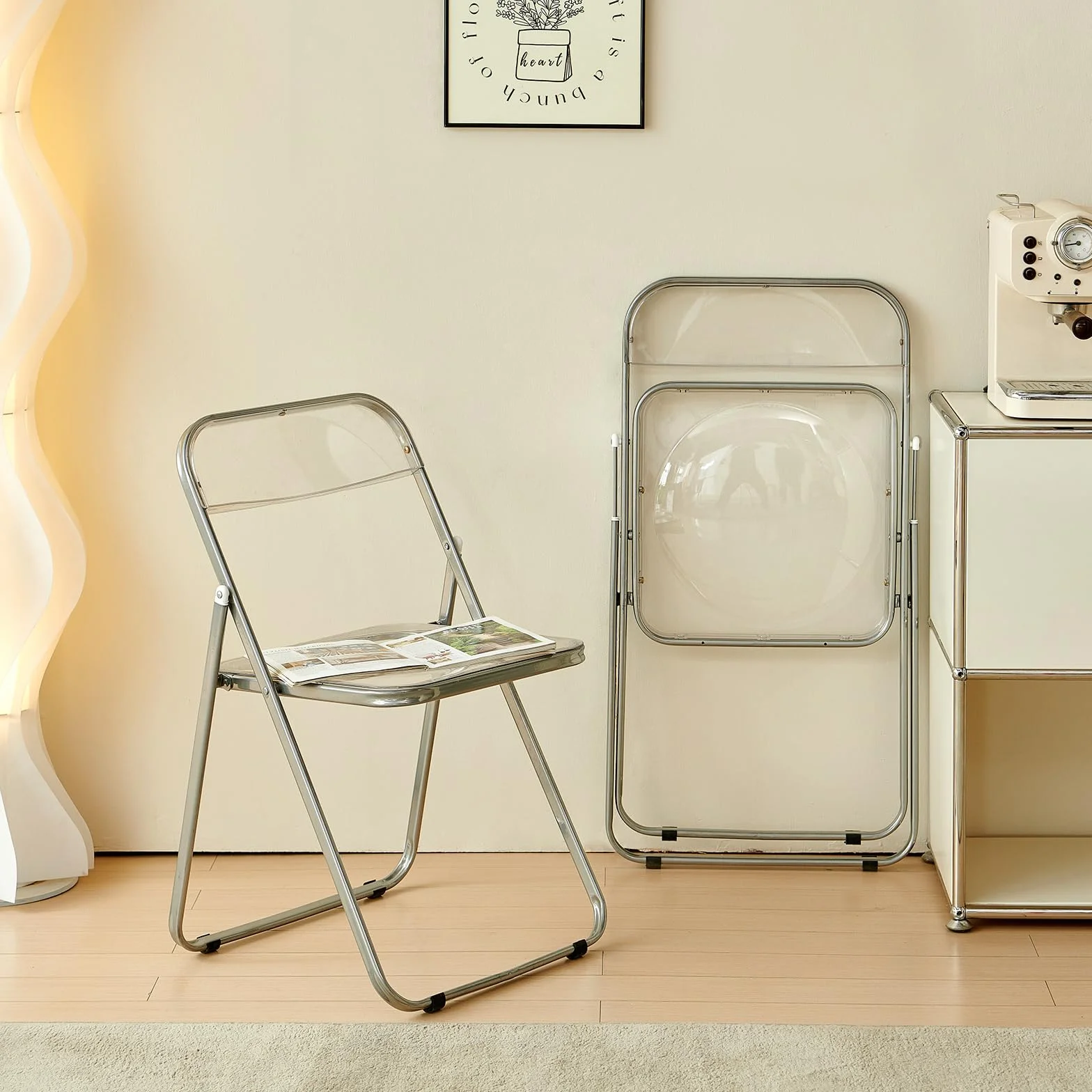 4 sillas Plegables Silla de Pet Metal Transparente Silla Plegable Capacidad de Carga de 150 kg para Comedor, salón, jardín