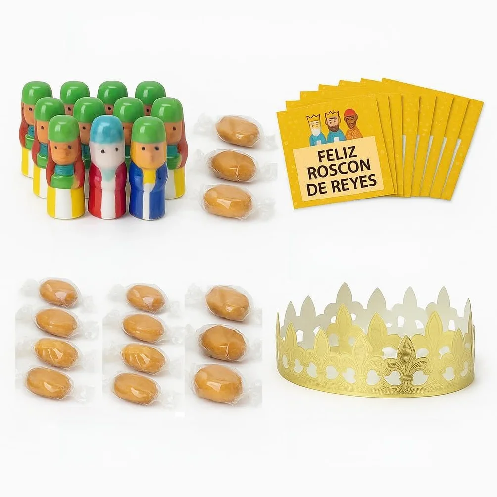 10 Coronas, Regalo Sorpresa y Haba para Roscón de Reyes (10 Uds) – Tradición Navideña para Repostería