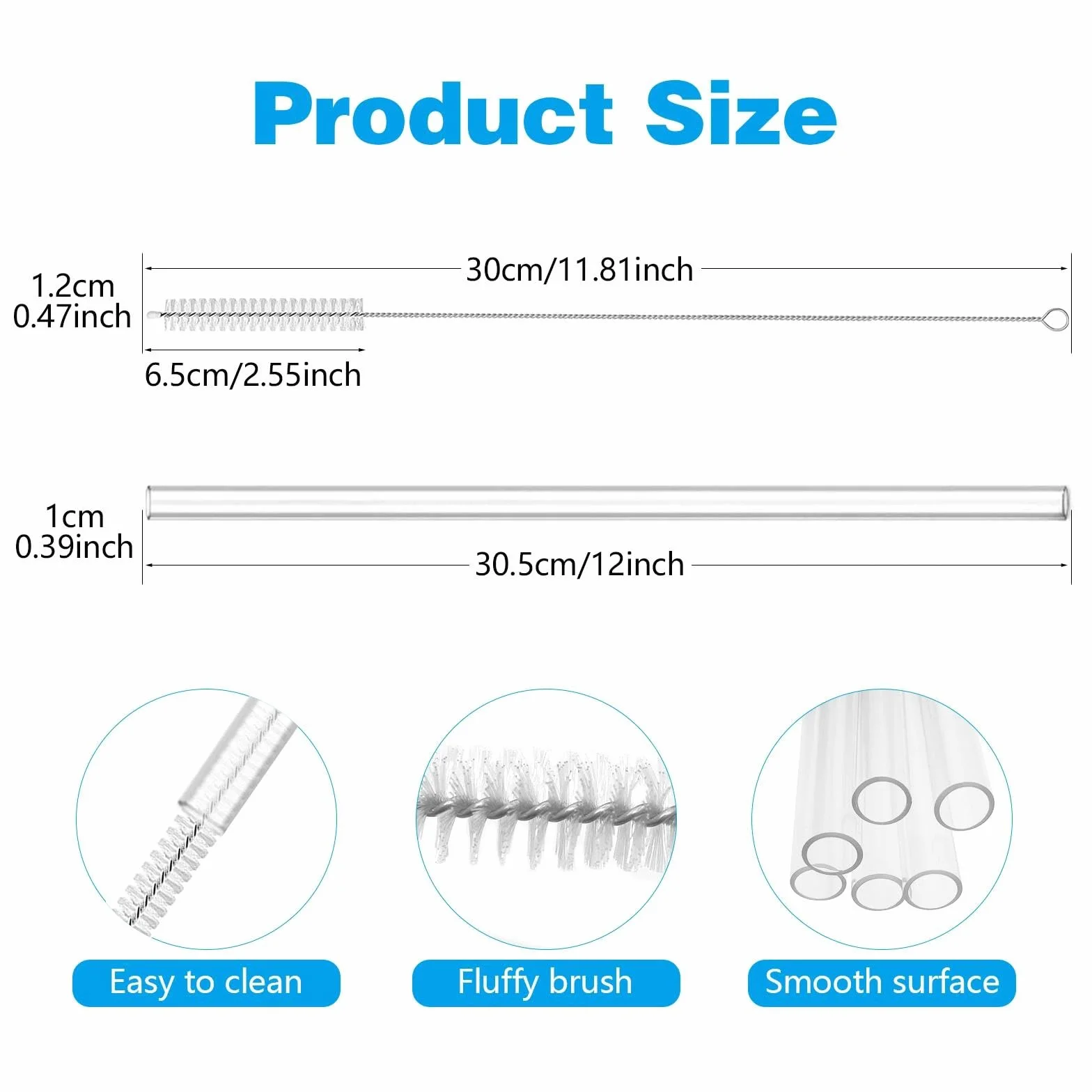Pajitas de repuesto compatibles para Stanley de 40 oz y 30 oz, Tritan transparente, 6 pajitas reutilizables y 1 cepillo de limpieza