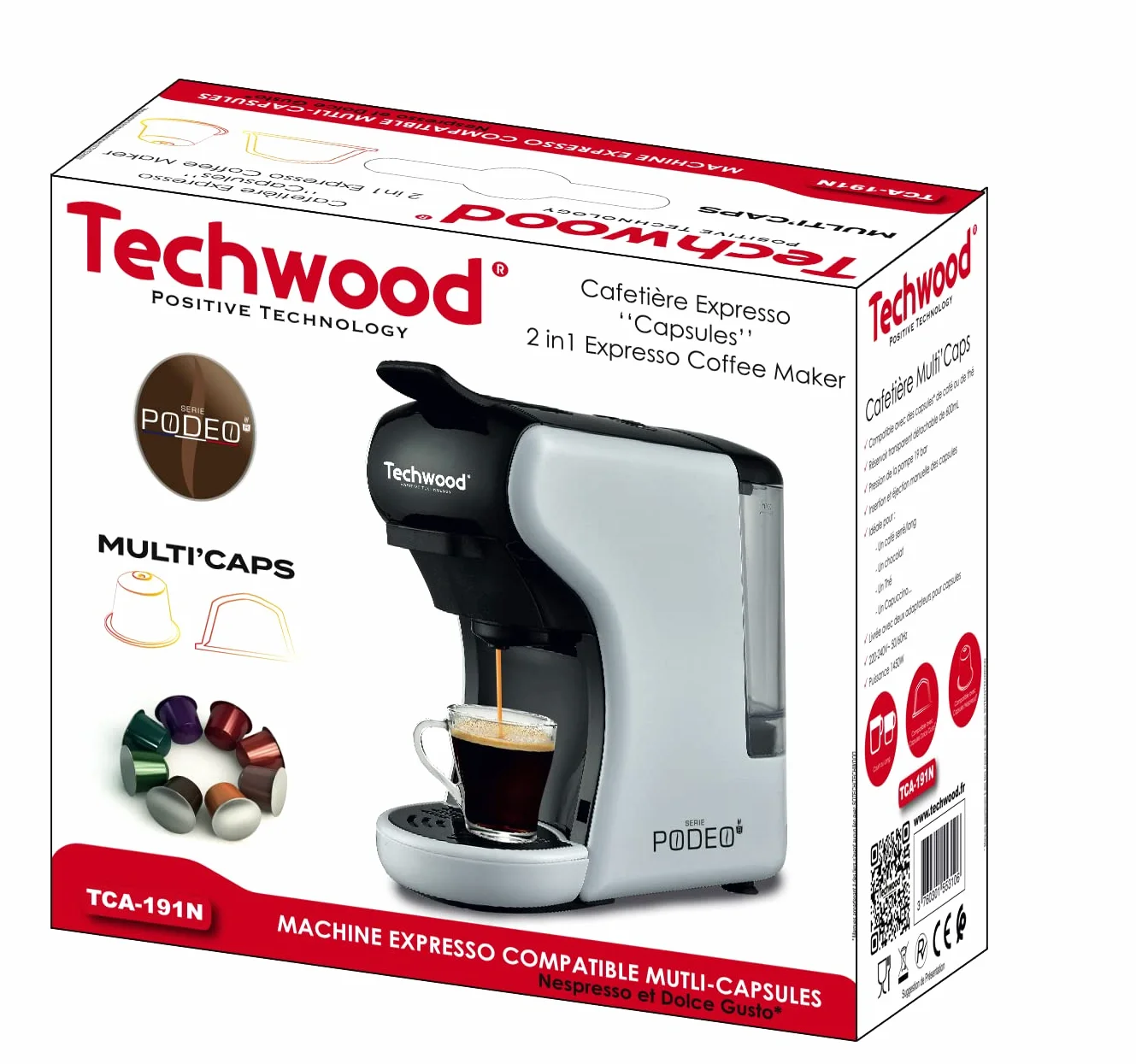 Techwood Cafetera espresso multicápsulas