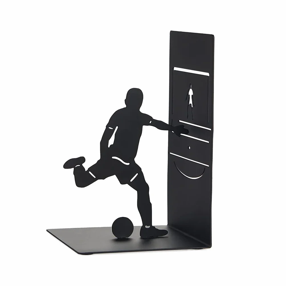 Balvi Sujetalibros Goal Kick Color Negro Soporte para Libros de estantería con Jugador de fútbol Meta