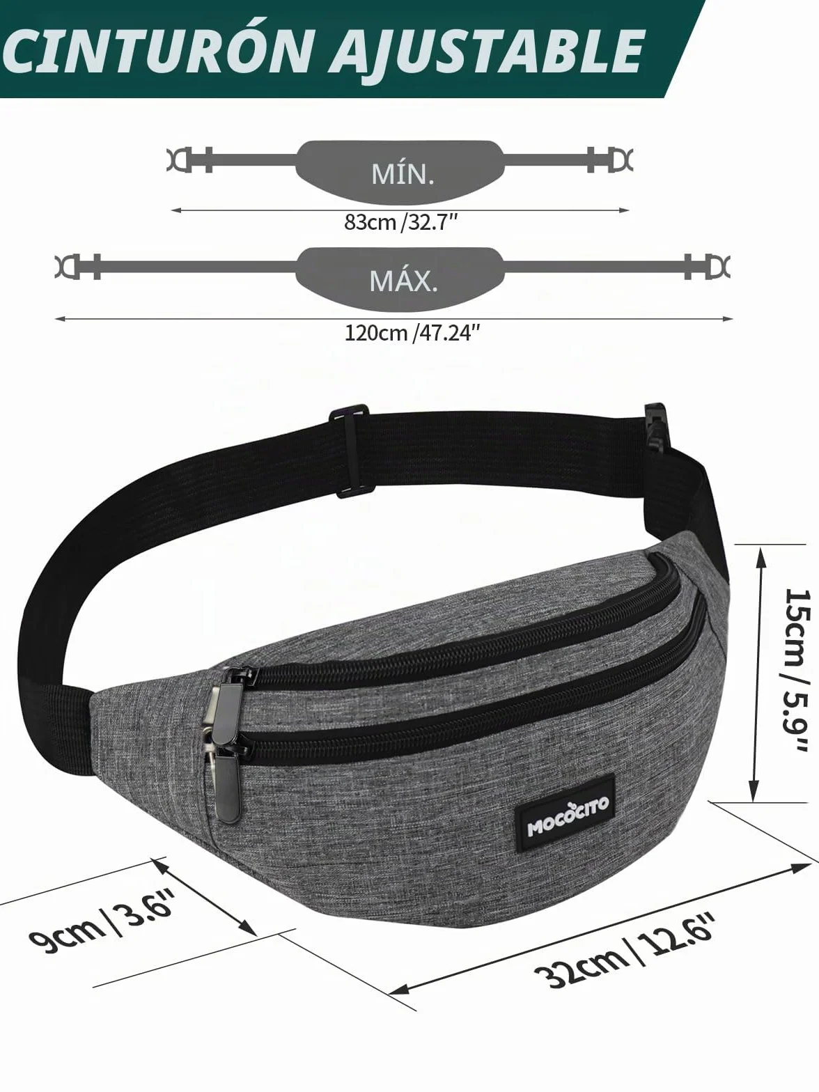 Riñonera Impermeable Hombre Mujer Bolso de Cintura Deportiva con Cinturón Ajustable para Viaje Correr Senderismo