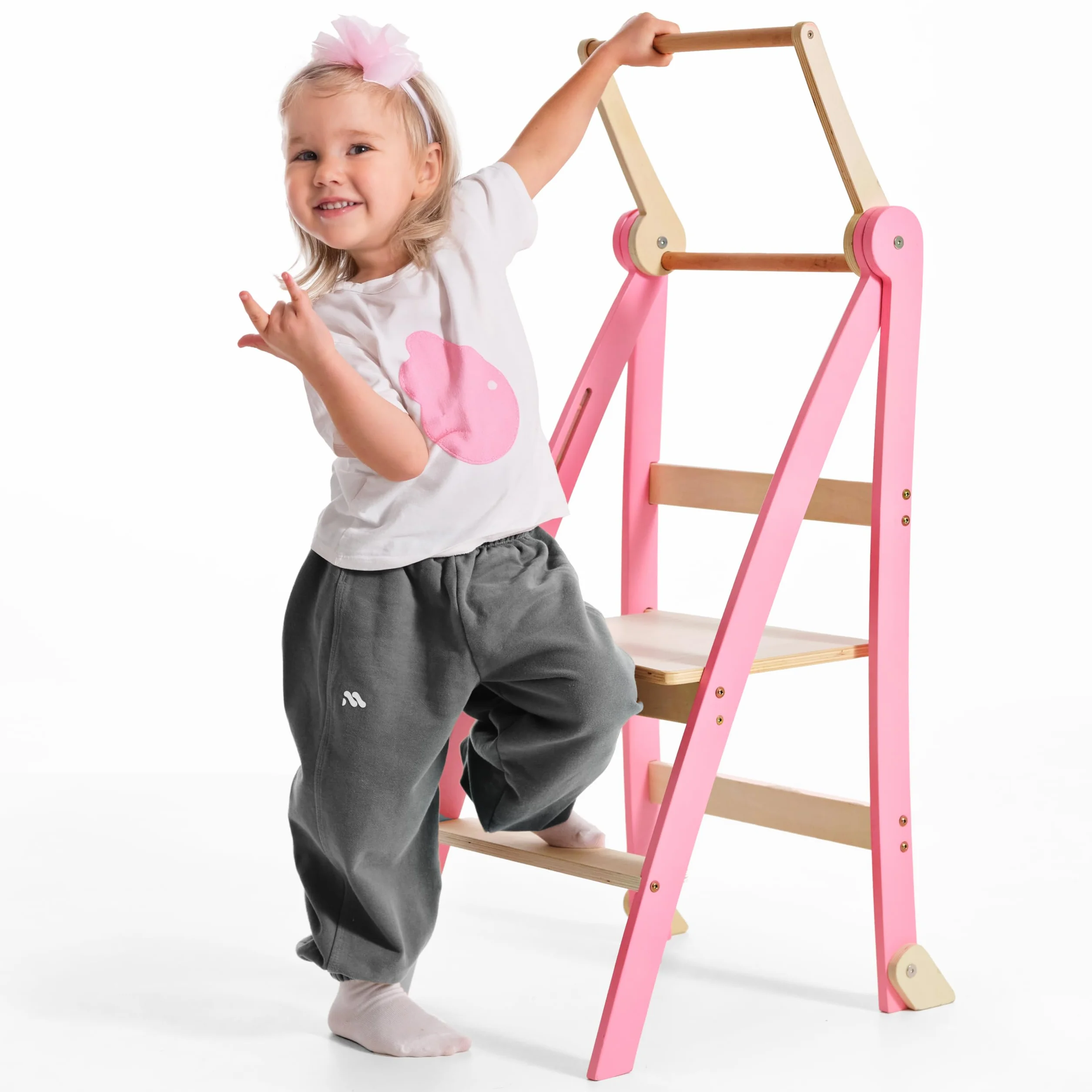 Montessori Escalera de madera plegable para niños con protección de inclinación