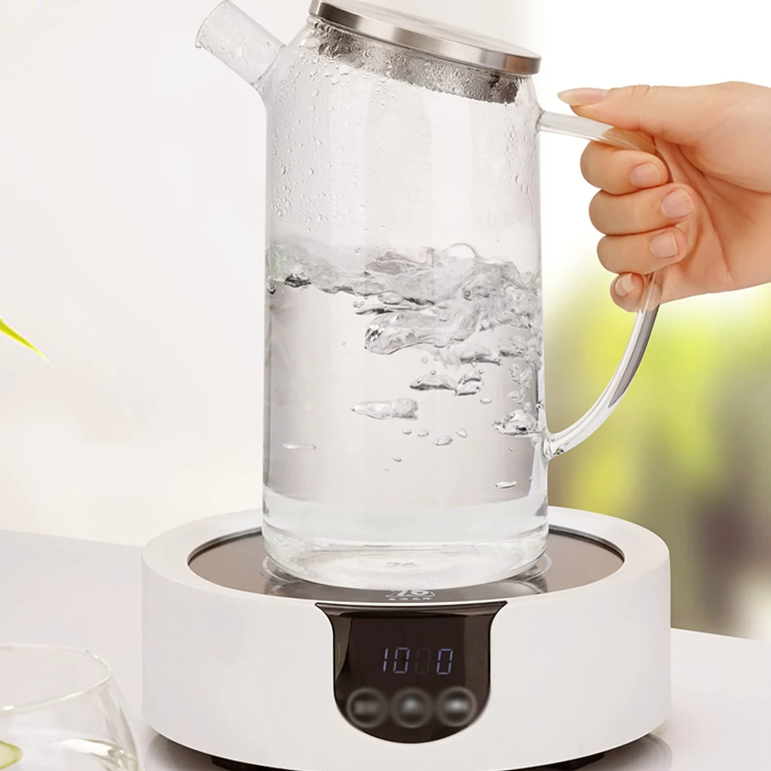 Jarra Agua Fria Jarra de vidrio para el hogar con cubierta de acero inoxidable Estilo japonés CAPACIDAD GRANDE CAPA FRÍA CARAFE PARA JUGO, LECHE, BEBIDAS CALIENTES Y FRÍAS Jarra Agua Detox Frutas