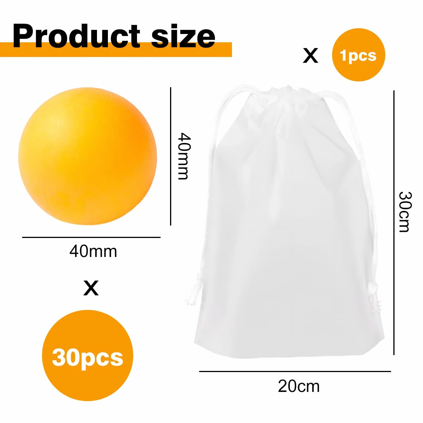 Yellow Ping Pong Balls 30 Pcs for Party Games, Pet Toy, Family Games, School Activities, Beginner Training