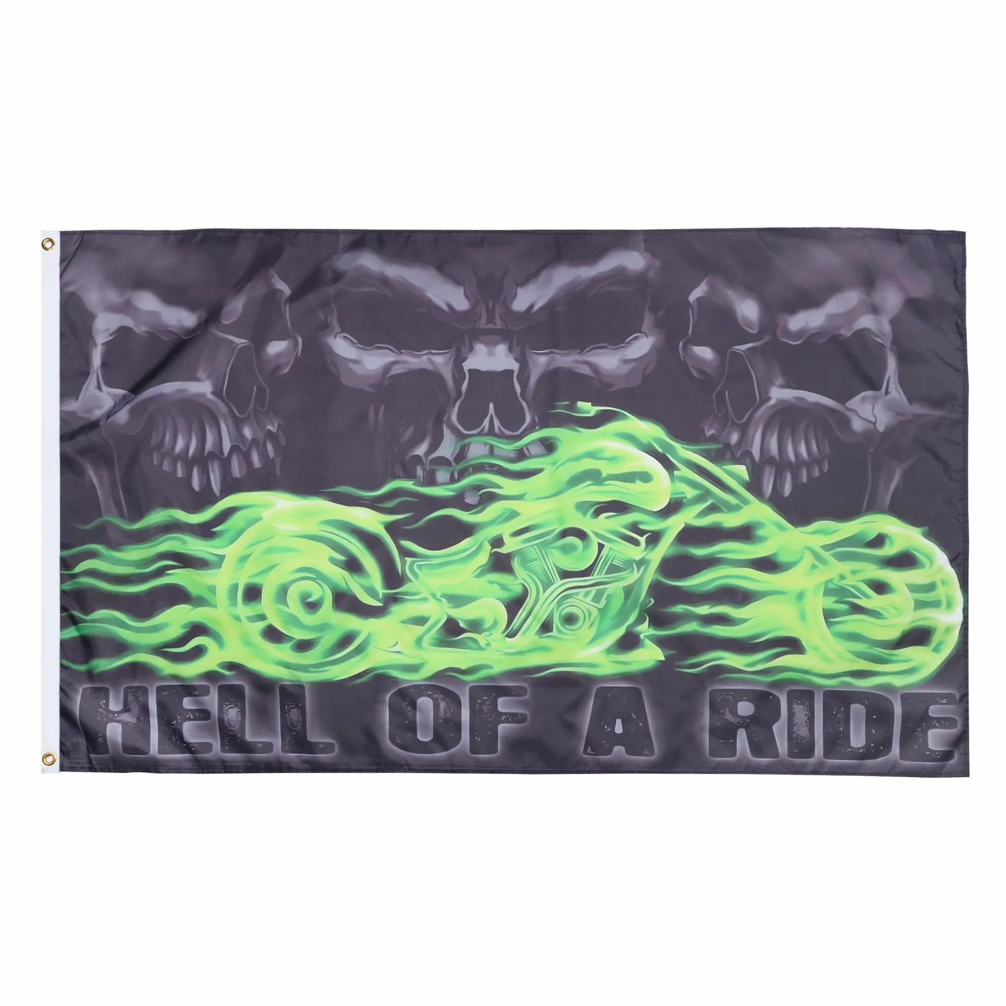 AZ FLAG Bandera Pirata Calavera Hell Of A Ride 150x90 cm 100% Poliéster Ojales Metal