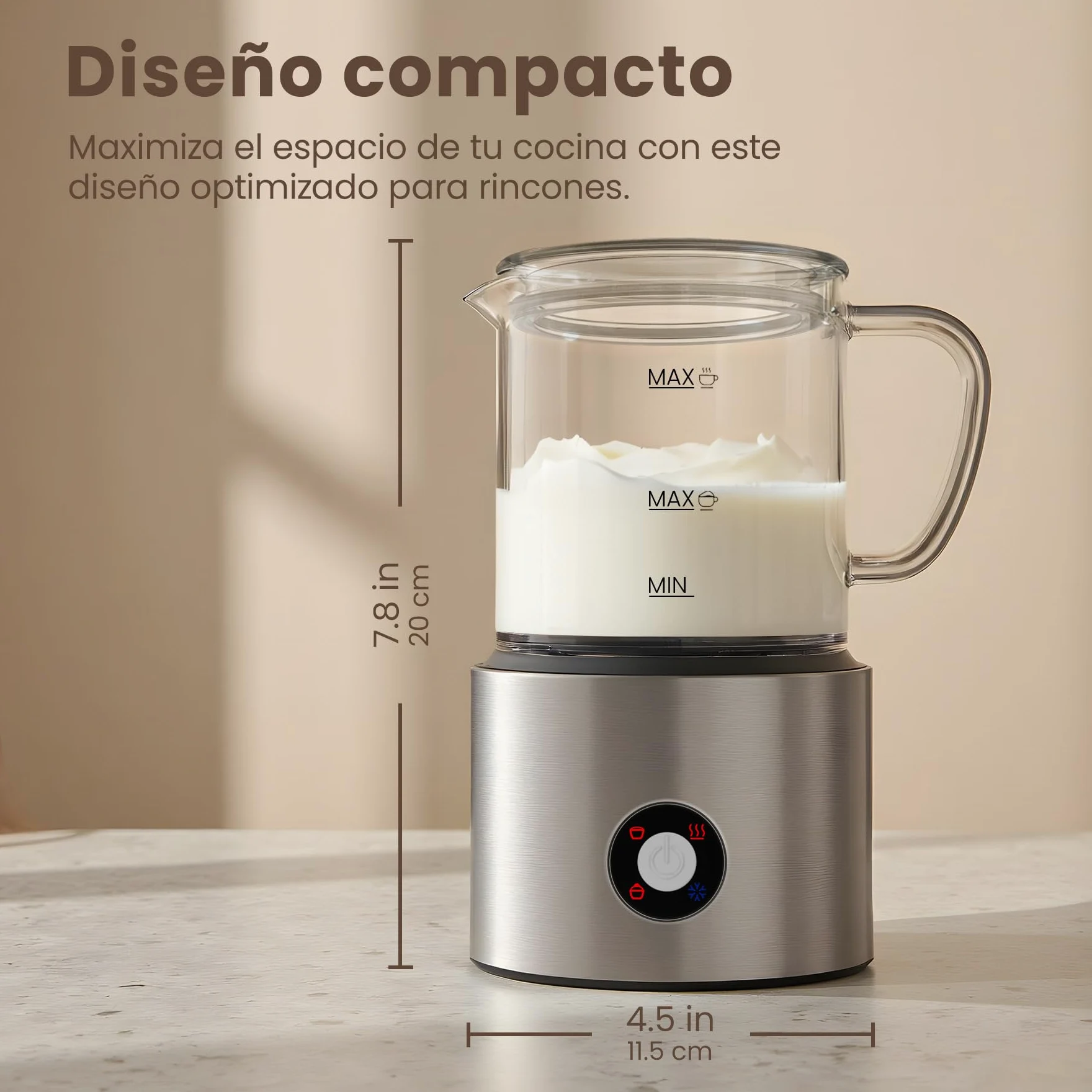 Espumador de Leche 4 en 1, Calienta leche Espumador Electrico 500ml Silenciosa, Calentador de Leche Inducción Automáticas con Desmontable Vaso de Vidrio, para Capuchino, Chocolate