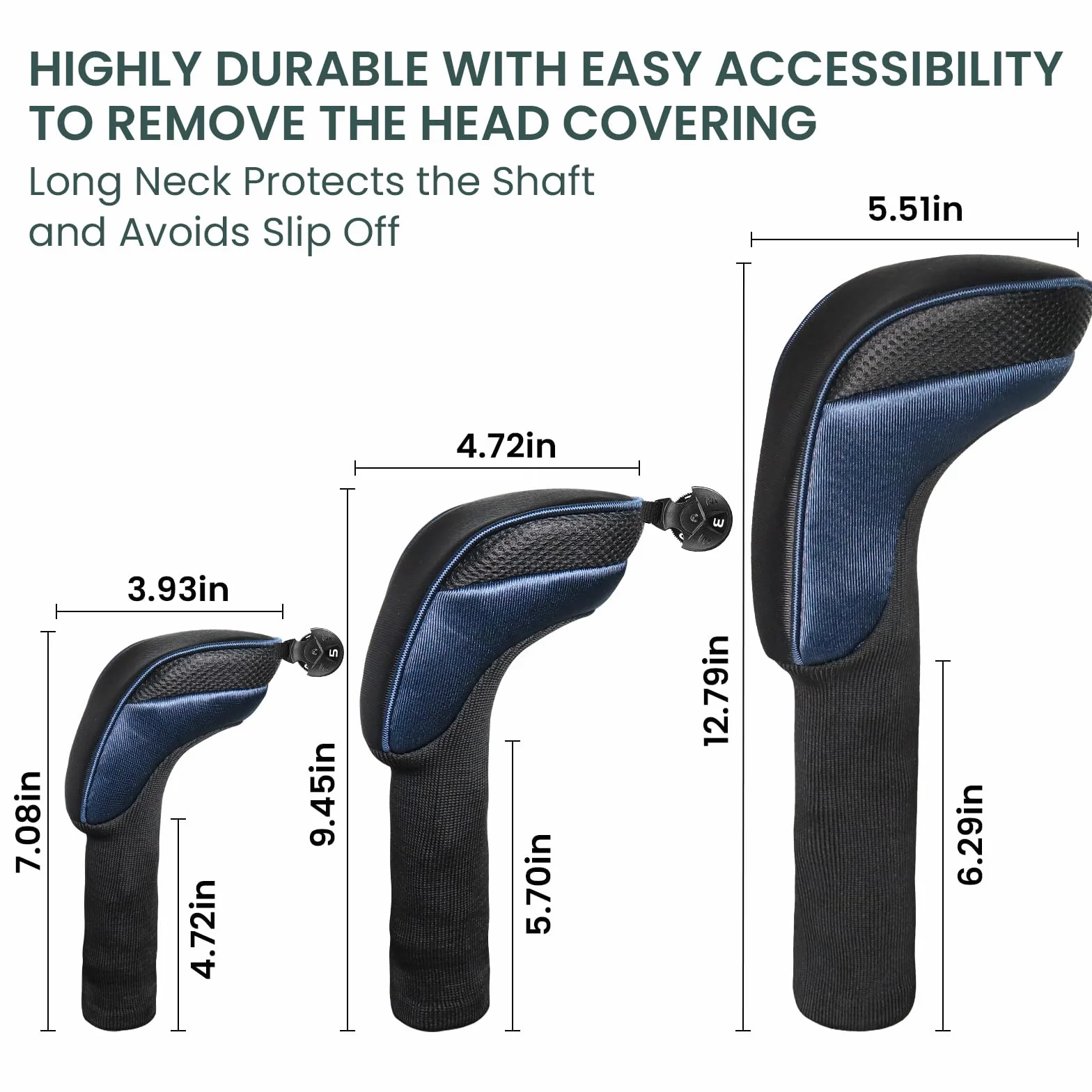 FINGER TEN Fundas para cabeza de palo de golf para maderas, Fairway, híbrida, cubierta larga, con etiqueta intercambiable