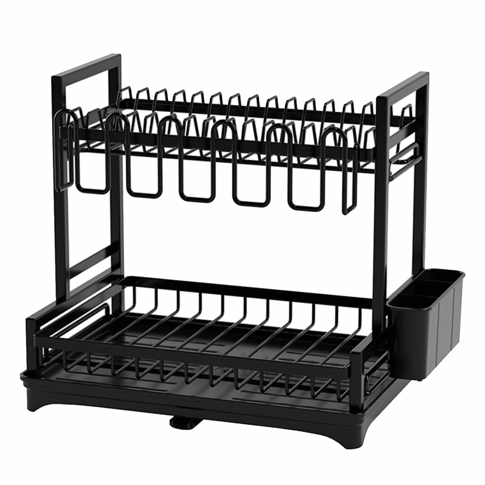 Estante para platos de cocina, estante para secar platos para cocina | Soporte para platos de encimera con diseño de doble capa para tazas, platos pequeños,