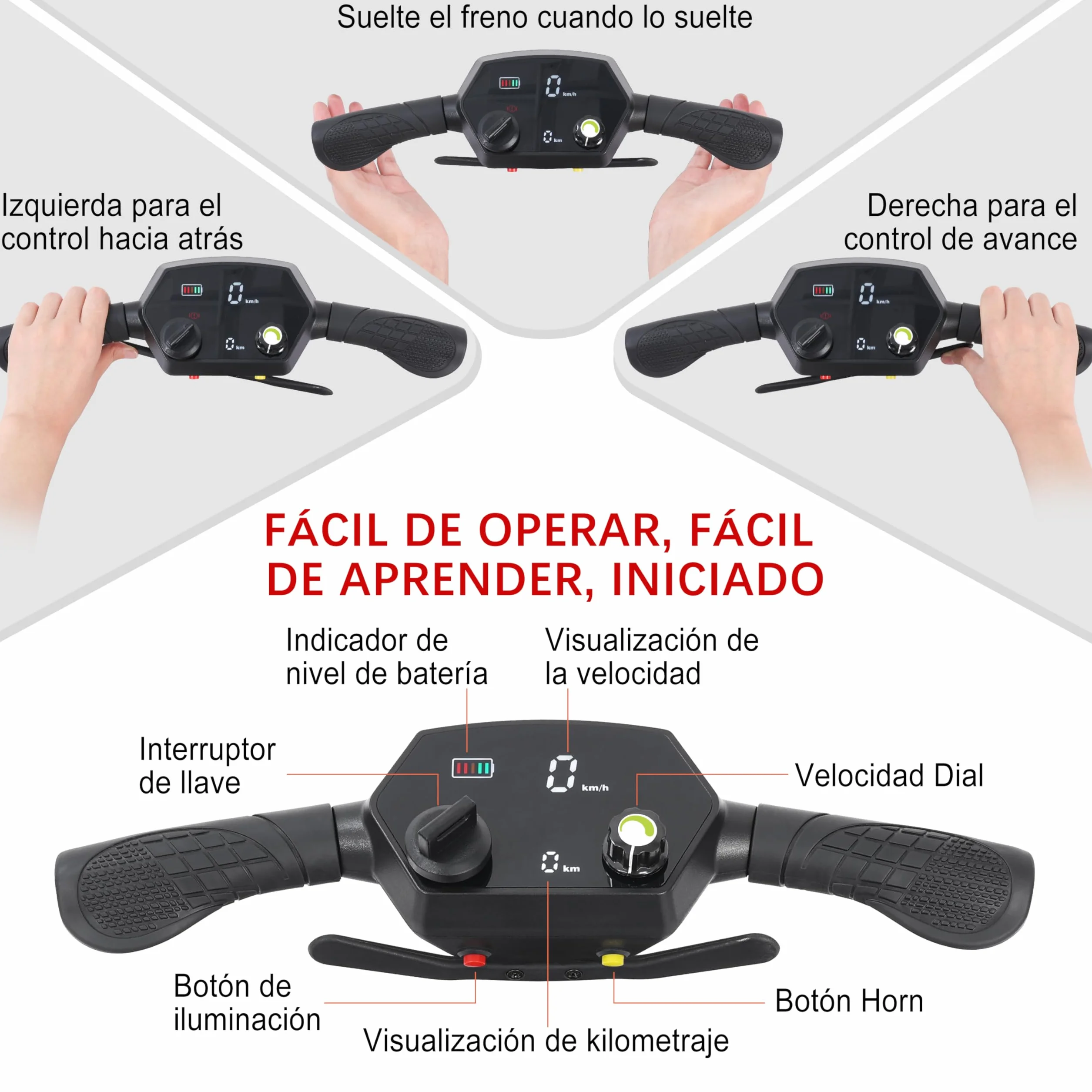 TopMate Scooter Eléctrico de Movilidad Ultracompacto Doble Batería Plegable 4 Ruedas Ligero