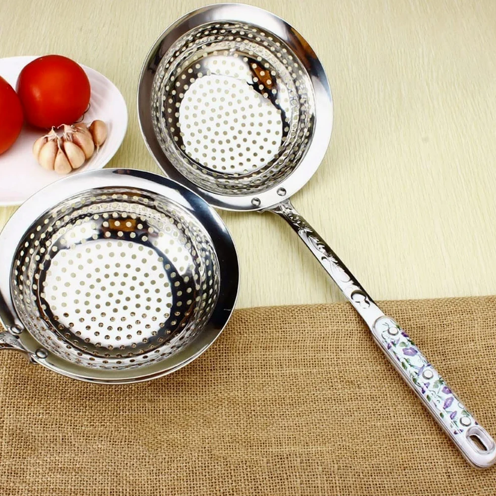 Colador De Malla Fina De Acero Inoxidable, Espumadera De Cocina con Mango De Flor, Colador para Pasta, Olla Caliente, Herramienta De Cocina, Embudo,A