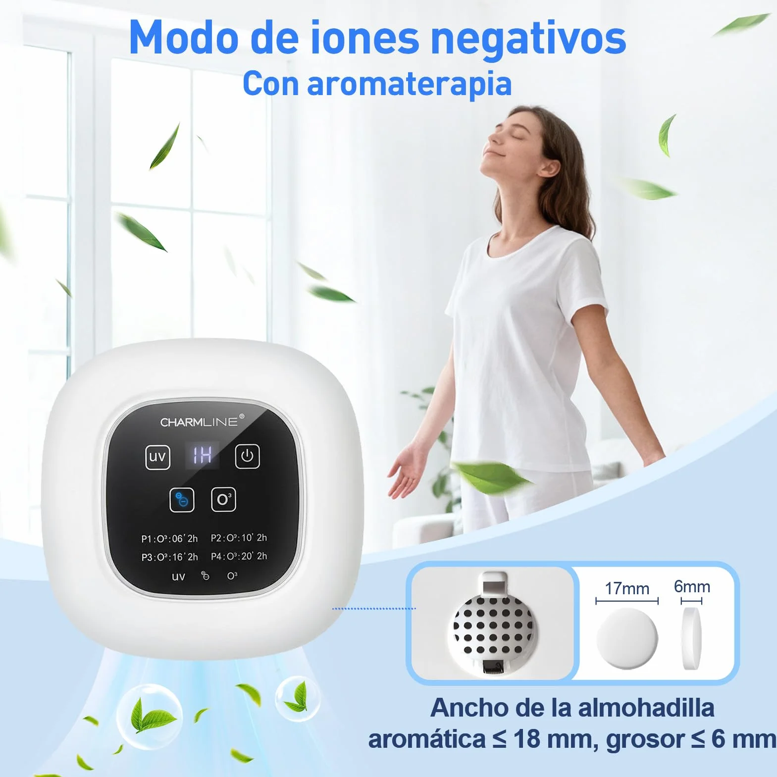 Purificador de aire portátil 3 en 1 con aromaterapia, elimina rápidamente los olores de mascotas y humo, devuelve el aire fresco a los espacios pequeños y es compatible con enchufe o batería externa