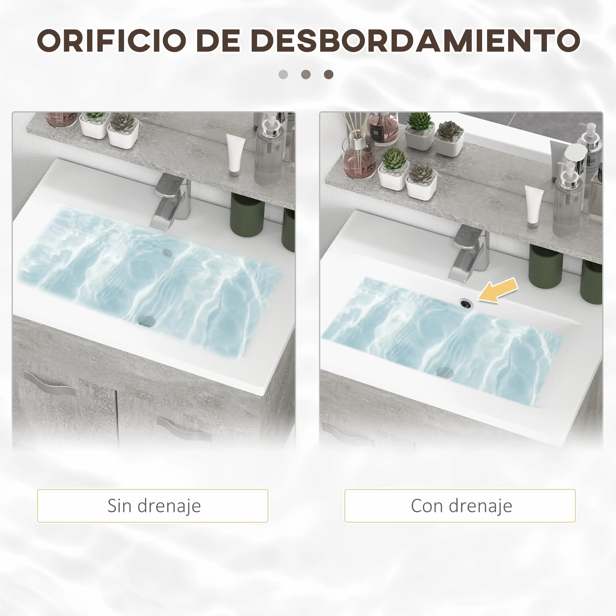 kleankin Conjunto de Muebles de Baño de Pared de 3 Piezas, Incluye Espejo, Mueble de Baño con Lavabo Cerámico, Armario Alto con Estantes Ajustables, Estilo Moderno, Gris