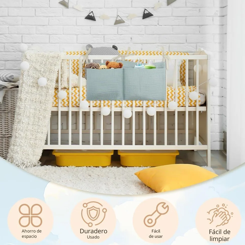 Flintronic Organizador Cuna Colgante, Bolso Almacenamiento Pañales Bebé Ropa Juguetes
