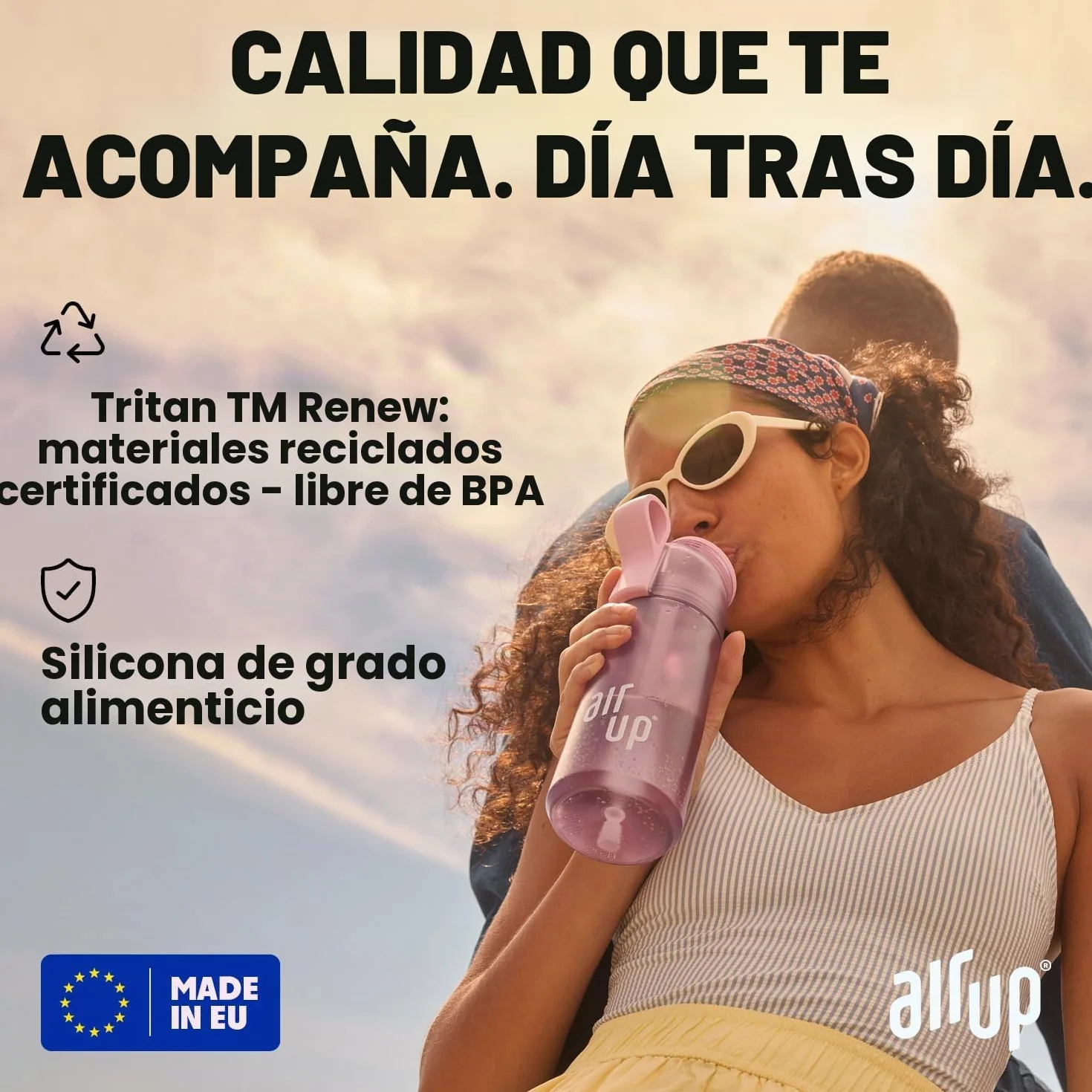air up® Botella Gen2 Starter Set original, 1 L, gris, sin azúcar, a prueba de fugas, apta para lavavajillas
